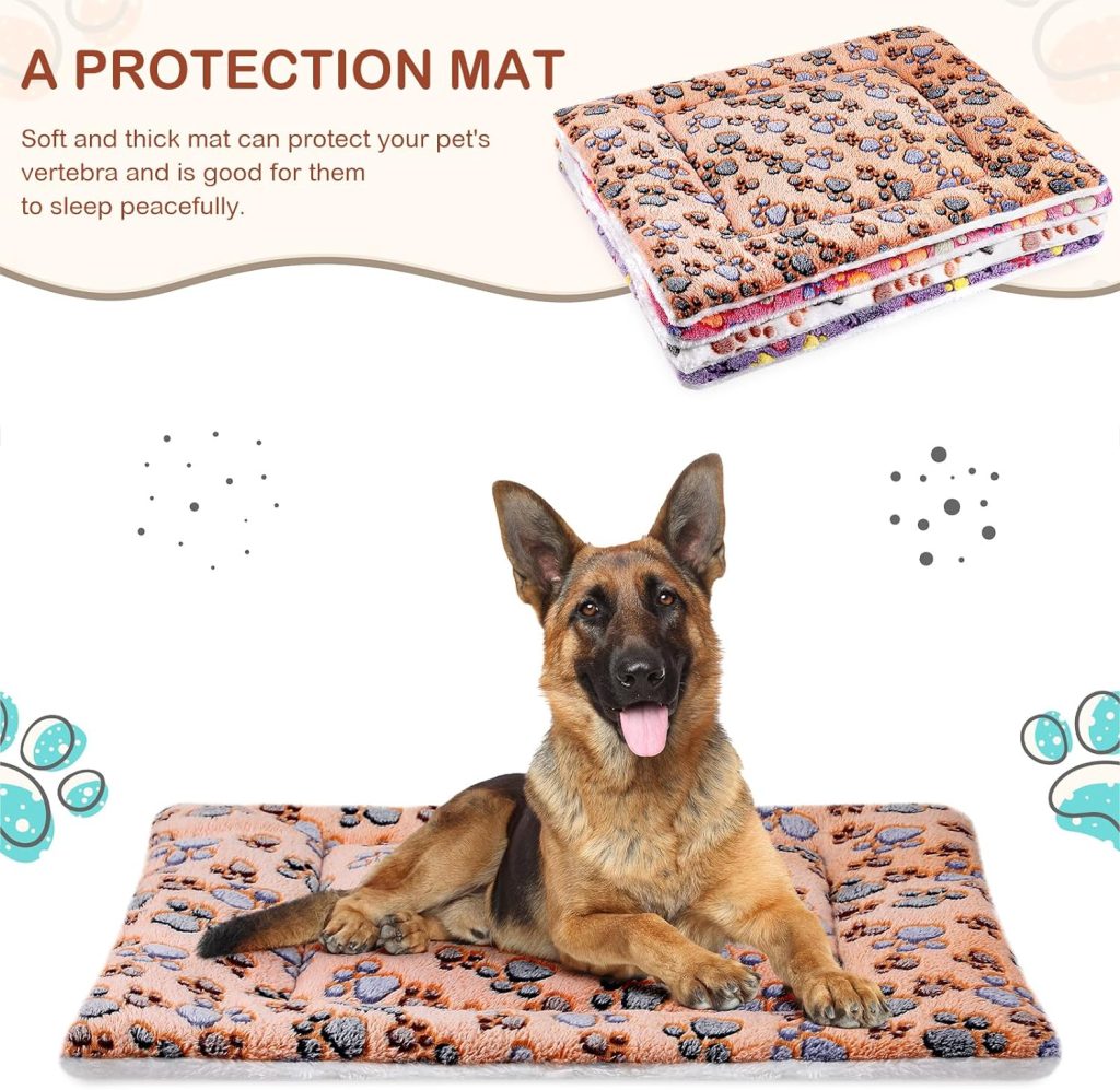 4 Pack Ultra Soft Dog Cat Bed Mat with Cute Prints Reversible Fleece Dog Crate Kennel Pad Cozy Washable Thickened Hamster Guinea Pig Bed Pet Bed Mat for Small Animals (Vivid Color,13 x 10 Inches)