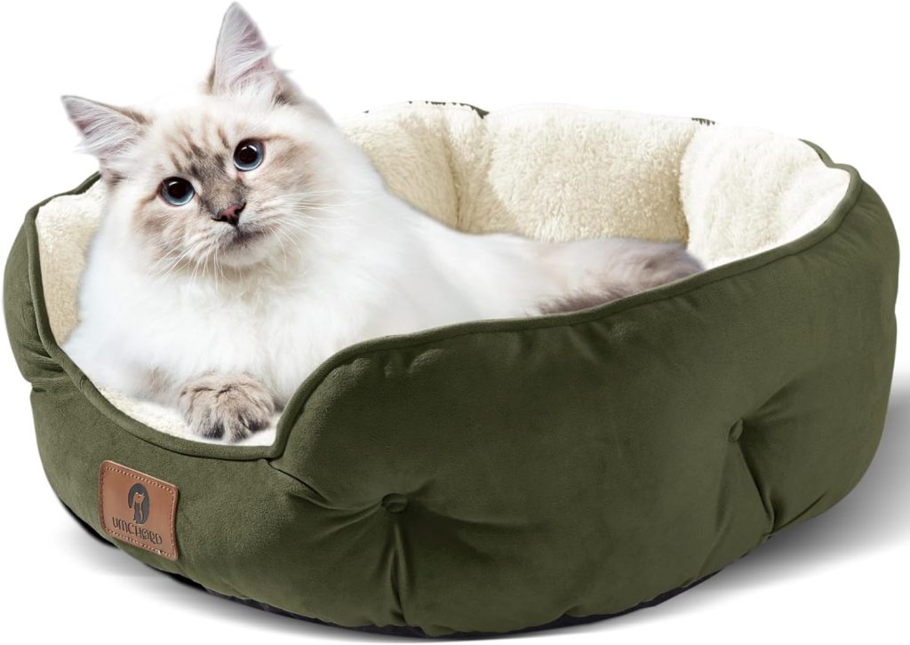 Asvin Small Dog Bed for Small Dogs, Cat Beds for Indoor Cats, Pet Bed for Puppy and Kitty, Extra Soft  Machine Washable with Anti-Slip  Water-Resistant Oxford Bottom, Grey, 20 inches