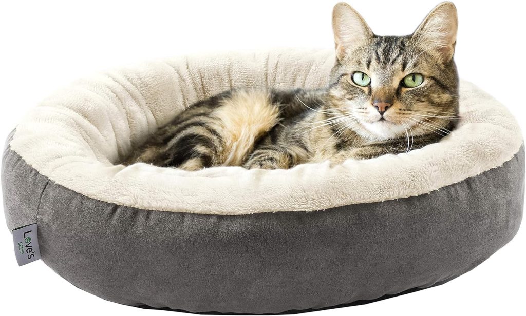 Loves cabin Round Donut Cat and Dog Cushion Bed, 20in Bed for Cats or Small Dogs, Anti-Slip  Water-Resistant Bottom, Super Soft Durable Fabric Pet Beds, Washable Luxury Cat  Dog Bed Gray