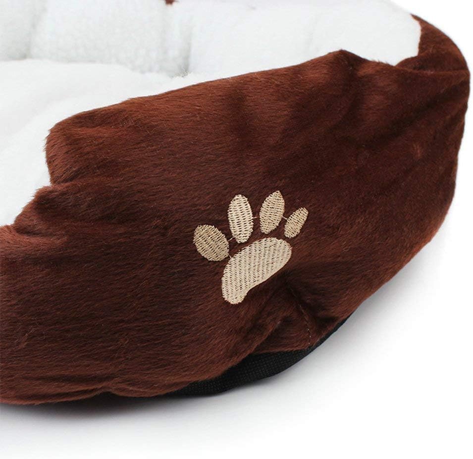 Resulzon Cute Paw Print Comfortable Pets Dog Cats Puppy Kitten Nest Mat Pad Soft Fleece Bed(Coffee)