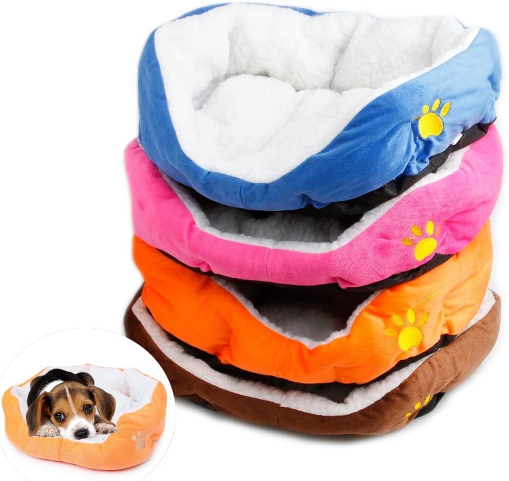 Resulzon Cute Paw Print Comfortable Pets Dog Cats Puppy Kitten Nest Mat Pad Soft Fleece Bed(Coffee)