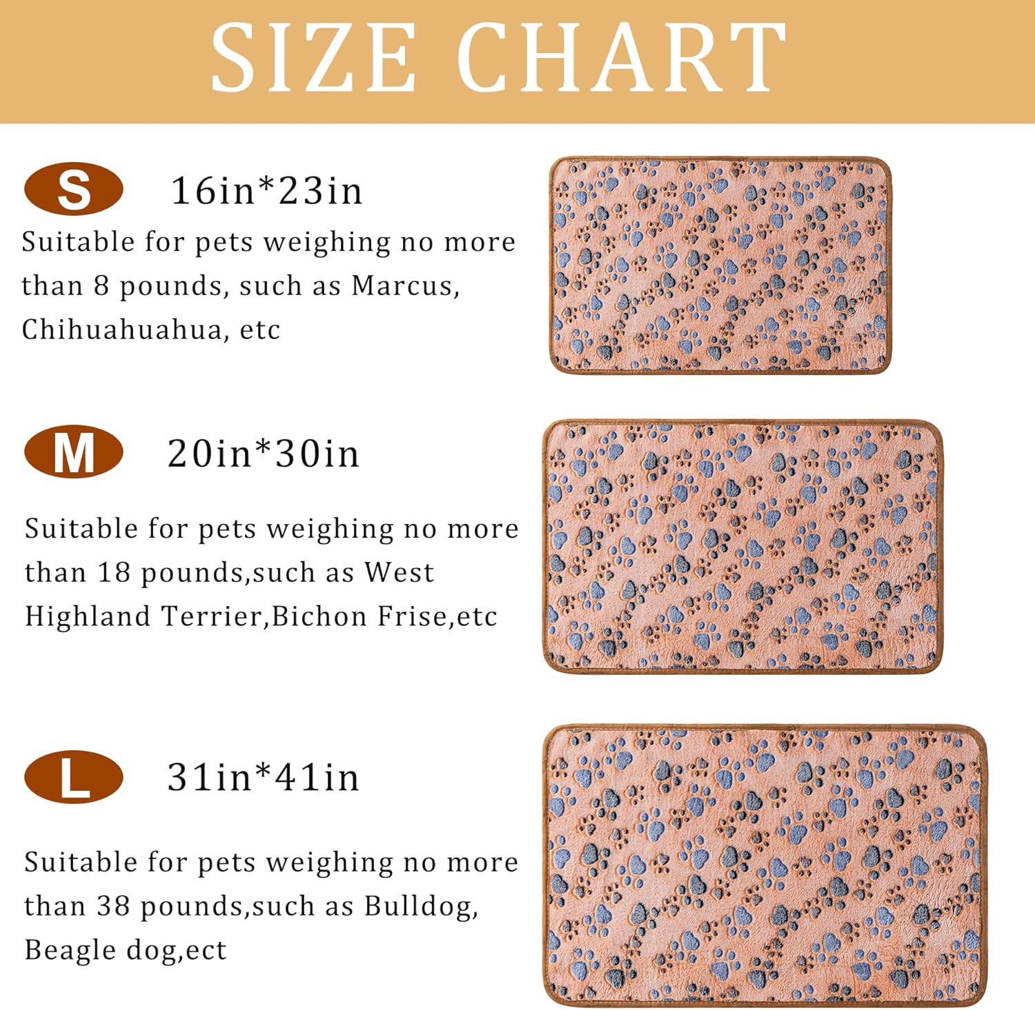 1 Pack 3 Blankets Super Soft Fluffy Premium Fleece Pet Blanket Flannel Paw Printed Throw for Dog Puppy Cat (Small 23x16, Brown, Pink, White)