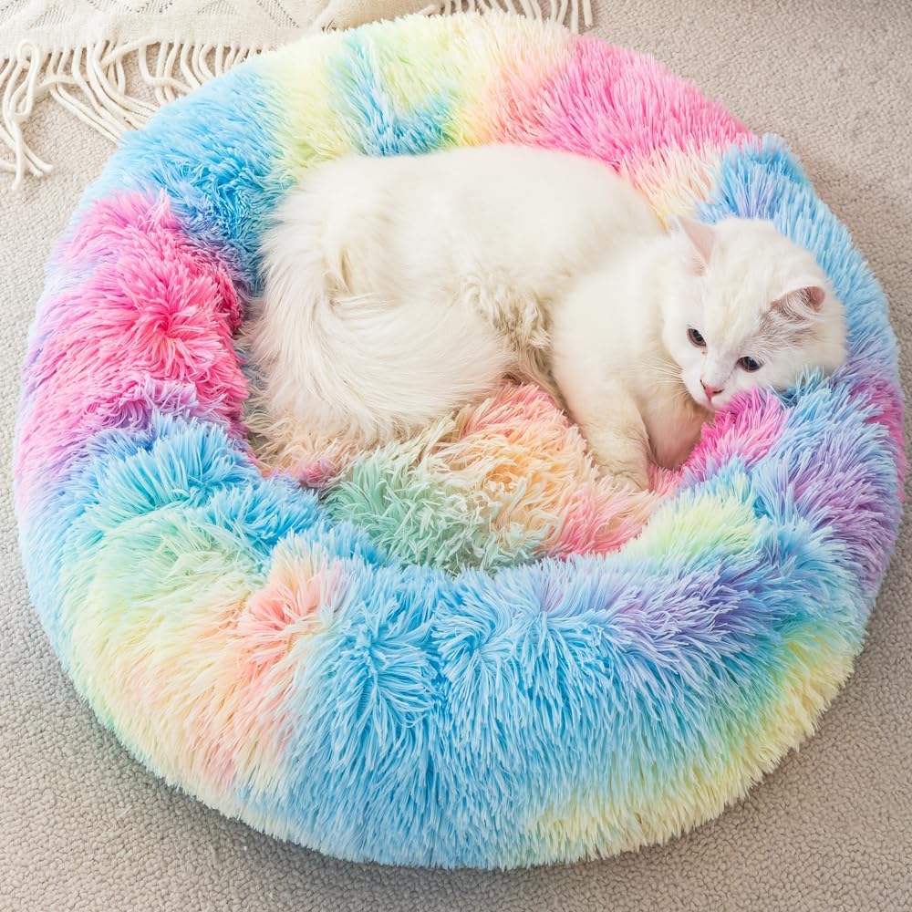 Small Cat Bed Nest Bed Dog Bed Round Bed Donut Rabbit Bed Pet Bed Small Kitten Bed Warm Fluffy Donut Bed Furry Cat for 3Kg Pet Small Cat Bed Nest Bed Dog Bed Round Bed Donut Rabbit Bed Pet Bed Small Kitten Bed Warm Fluffy Donut Bed Furry Cat for 3Kg Pet