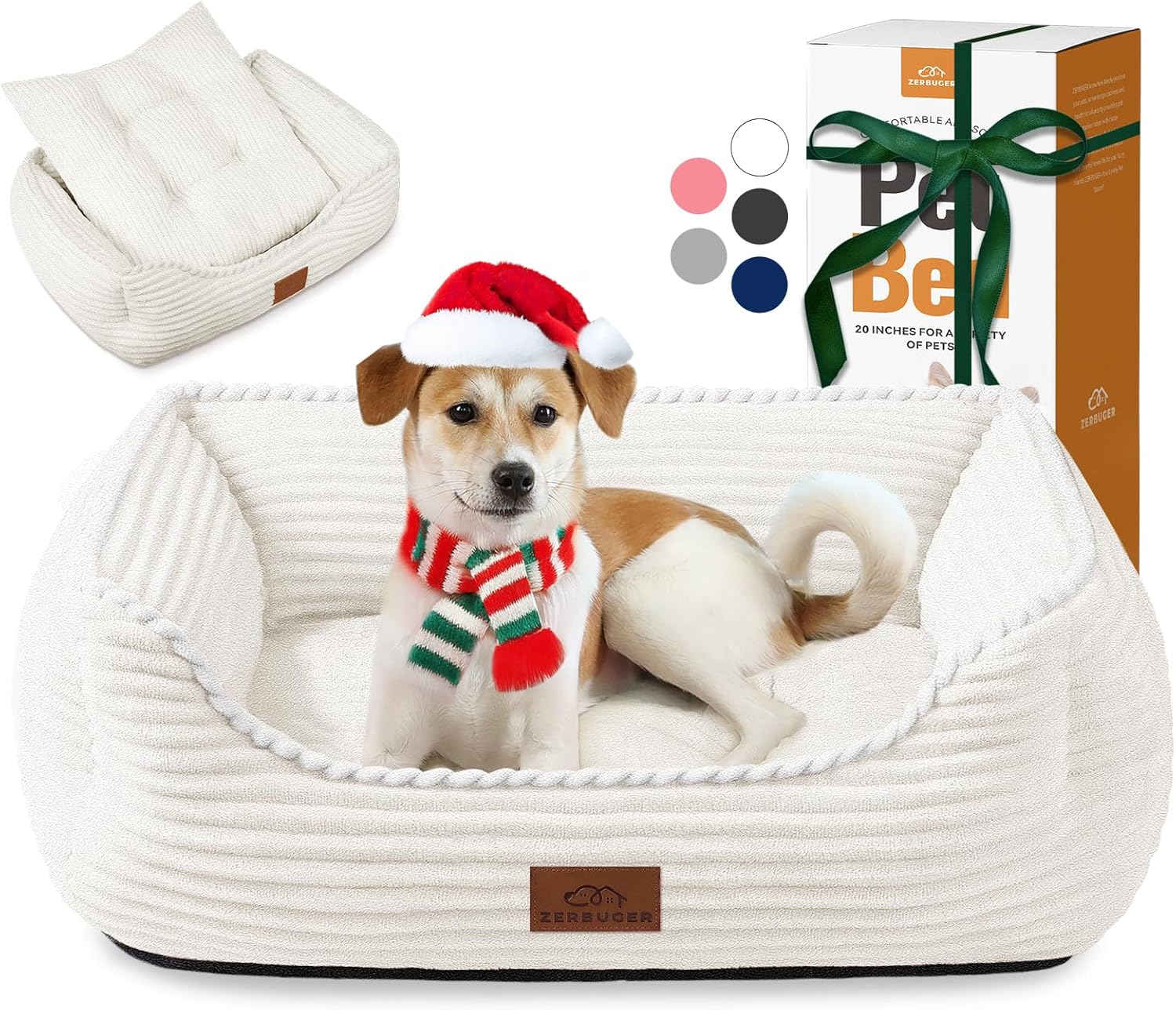 Cat Dog Bed for Pets, Rectangle Pet Bed Gift for Puppy and Kitten, Machine Washable Calming Fluffy Pet Couch Sofa for Indoor Outdoor, Portable Soft Cat Bed with Non-Slip Bottom (Small, Pink)