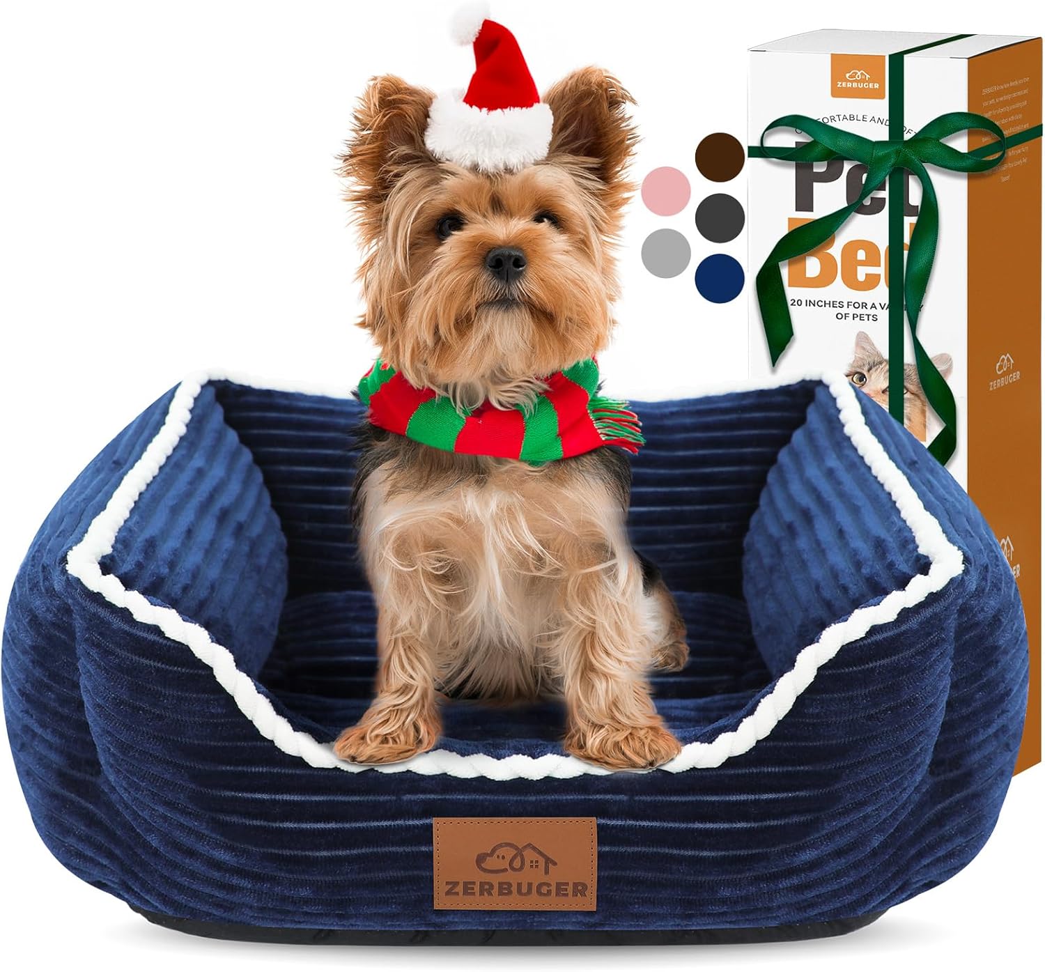 Cat Dog Bed for Pets, Rectangle Pet Bed Gift for Puppy and Kitten, Machine Washable Calming Fluffy Pet Couch Sofa for Indoor Outdoor, Portable Soft Cat Bed with Non-Slip Bottom (Small, Pink)