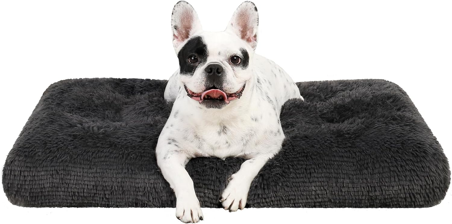 Dog Crate Bed Washable Dog Beds for XX-Small Dogs Deluxe Thick Flannel Fluffy Comfy Kennel Pad Anti-Slip  Anti-Scratch Pet Sleeping Mat, 17 x 11 Inch, Gray