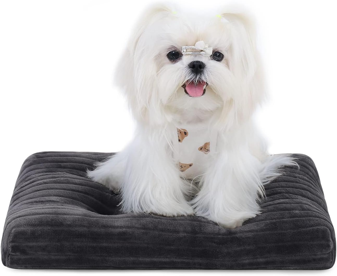 Dog Crate Bed Washable Dog Beds for XX-Small Dogs Deluxe Thick Flannel Fluffy Comfy Kennel Pad Anti-Slip  Anti-Scratch Pet Sleeping Mat, 17 x 11 Inch, Gray