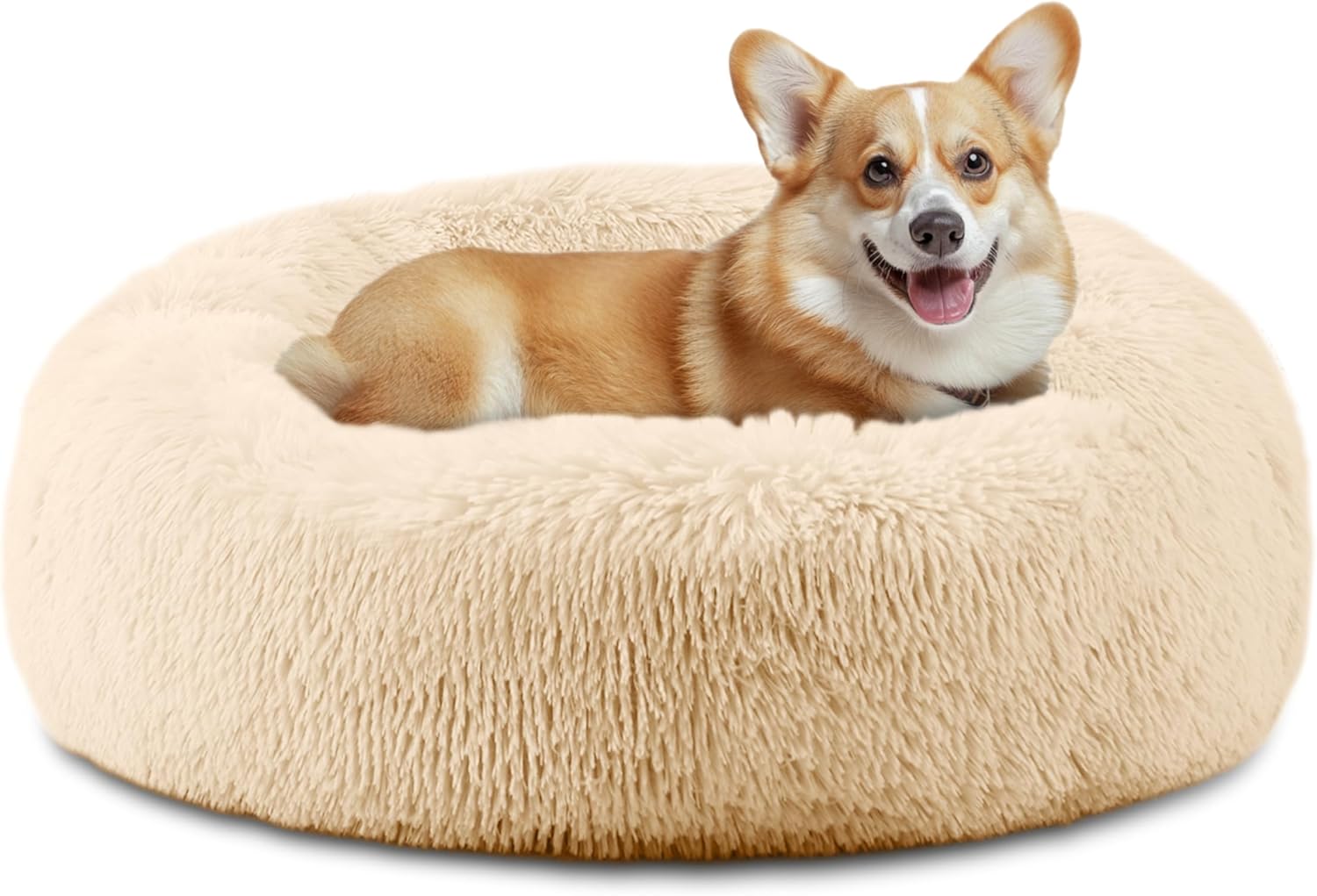 ELSKERHOME Calming Dog Cat Bed - Donut Washable Warming Soft Round 23 inch Dog Bed for Small Dogs, Anti-Anxiety Fluffy Plush Cushion Fits up to 25 lbs Pets, Gradient Blue ELSKERHOME Calming Dog Cat Bed - Donut Washable Warming Soft Round 23 inch Dog Bed for Small Dogs, Anti-Anxiety Fluffy Plush Cushion Fits up to 25 lbs Pets, Gradient Blue