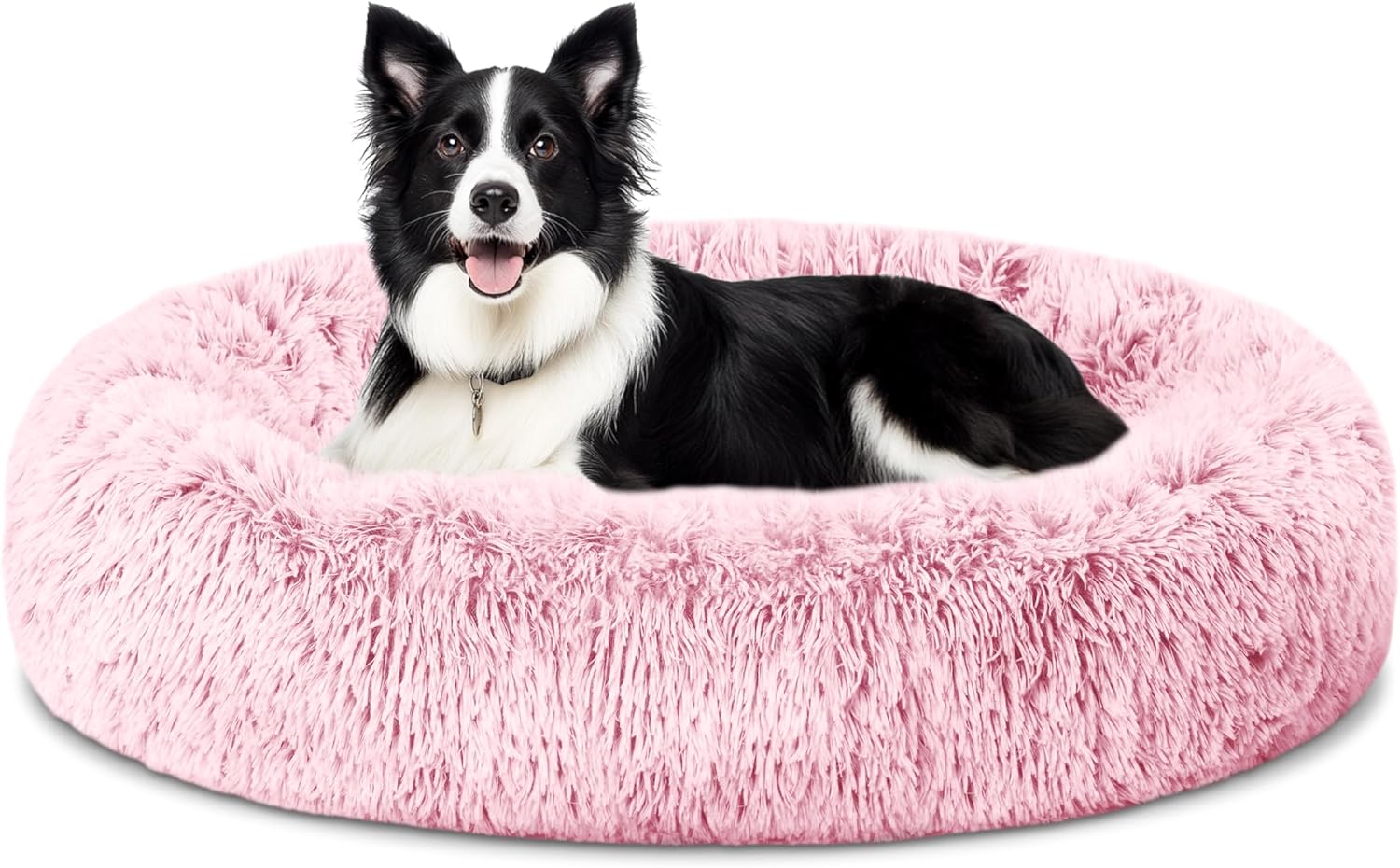 ELSKERHOME Calming Dog Cat Bed - Donut Washable Warming Soft Round 23 inch Dog Bed for Small Dogs, Anti-Anxiety Fluffy Plush Cushion Fits up to 25 lbs Pets, Gradient Blue ELSKERHOME Calming Dog Cat Bed - Donut Washable Warming Soft Round 23 inch Dog Bed for Small Dogs, Anti-Anxiety Fluffy Plush Cushion Fits up to 25 lbs Pets, Gradient Blue