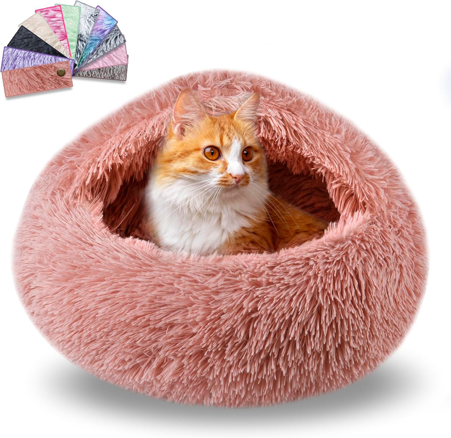 FORMYCATIE Cat Beds for Indoor Cats,Cat Cave for Puppy and Kitty,Calming Small Dog Bed for Small Dogs with Cover Cave,Cozy Warming Fluffy Washable Anti-Slip Pet Sleeping Bag (20 * 20inch,Grey)