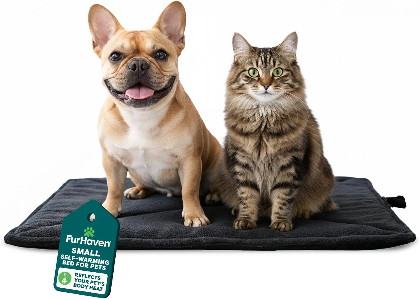 FurHaven ThermaNAP Self Warming Cat Mat, Dog Bed for Crates with Self-Warming Technology for Cozy Rest, Fully Machine Washable, Small, Plush Faux Fur, Gray