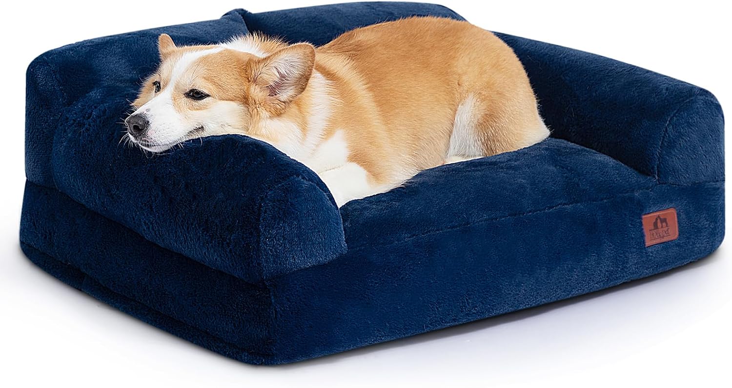 Hollypet Fluffy Plush Pet Cat Couch Soft Calming Pet Sofa Beds for Medium Small Cats and Dogs, White Hollypet Fluffy Plush Pet Cat Couch Soft Calming Pet Sofa Beds for Medium Small Cats and Dogs, White