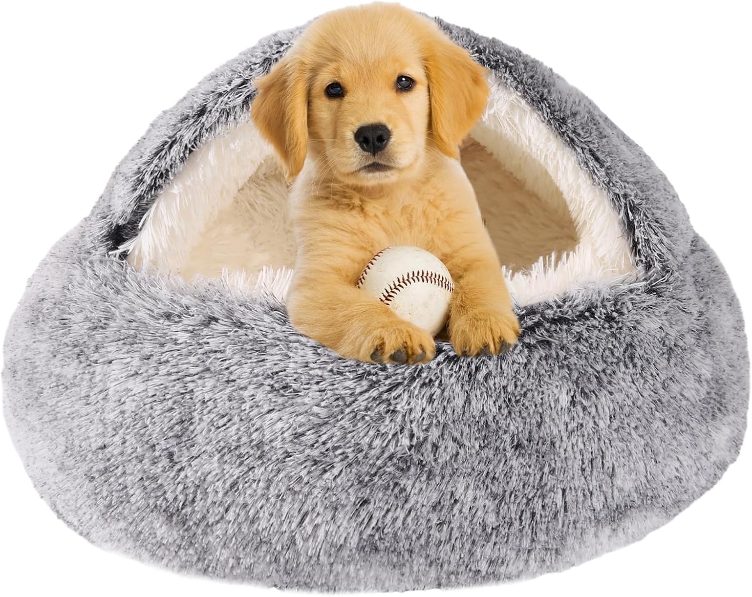 Hooded Dog Bed for Small Dogs, Nest Dog Beds, Washable Cute Cat Cave Bed, Cozy Nook Pet Bed for Dogs or Cats, Anti-Slip Puppy Bed Fits up to 22 lbs Pets(Grey, 20 x 20)