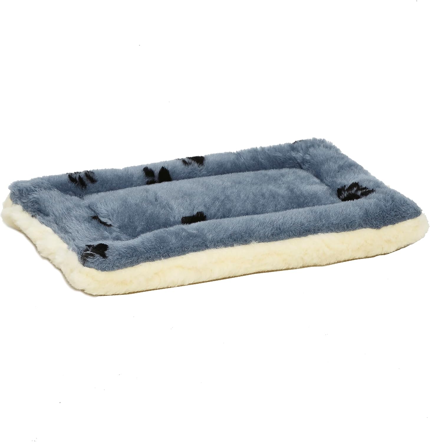 MidWest Homes for Pets XXS QuietTime Reversible Paw Print Pet Bed, Soft Faux Fur  Fleece 18-Inch Crate Mat for Small Dogs  Cats, Machine Washable, Blue and Cream