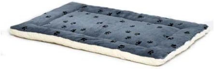 MidWest Homes for Pets XXS QuietTime Reversible Paw Print Pet Bed, Soft Faux Fur  Fleece 18-Inch Crate Mat for Small Dogs  Cats, Machine Washable, Blue and Cream