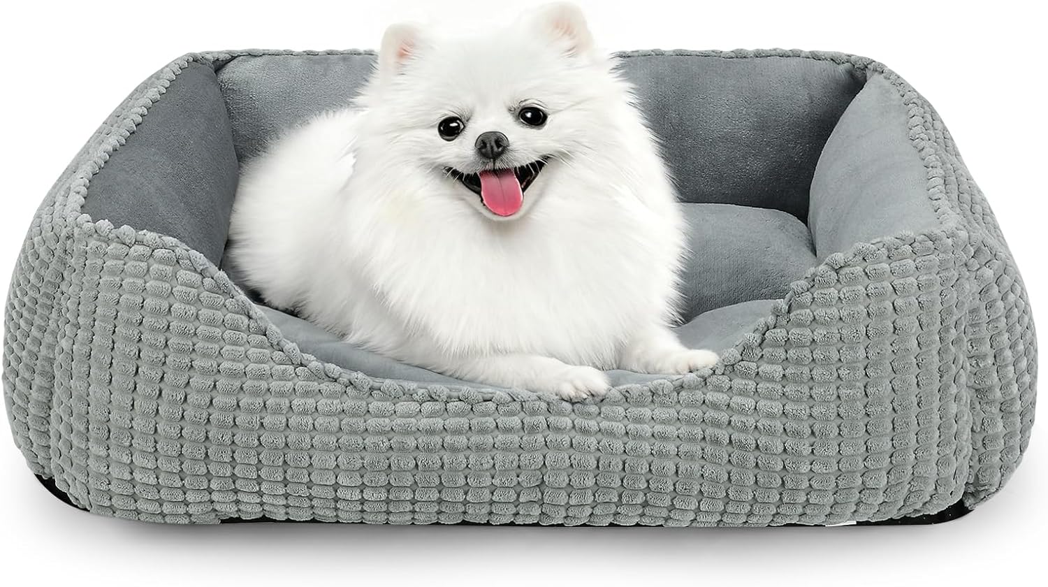MIXJOY Dog Bed for Large Medium Small Dogs, Rectangle Washable Sleeping Puppy Bed, Soft Calming Cat Beds for Indoor Cats, Orthopedic Pet Sofa Bed, Anti-Slip Bottom with Multiple Size (20, Grey)