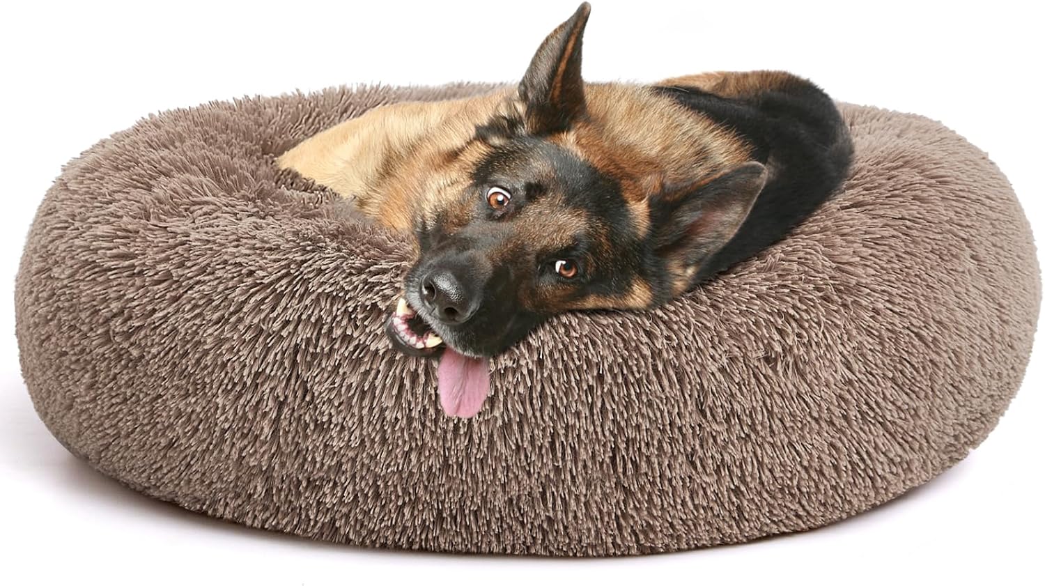 MIXJOY Orthopedic Dog Bed Comfortable Donut Cuddler Round Pet Beds Ultra Soft Washable Dog and Cat Cushion (20/23/30) (23, Brown)