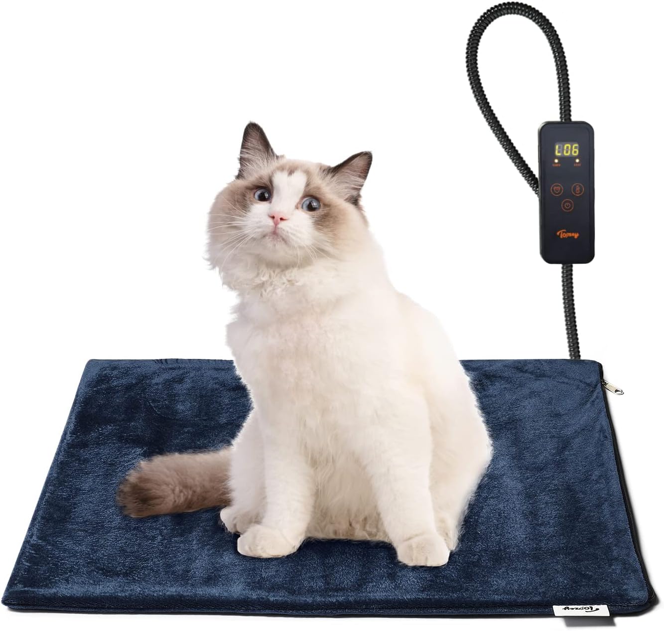 Toozey Small Pet Heating Pad, 6 Adjustable Temperature Dog Cat Heating Pad with Timer, Waterproof Heated Cat Bed with Chew Resistant Cord, Indoor Electric Pet Heated Mat 18x16in