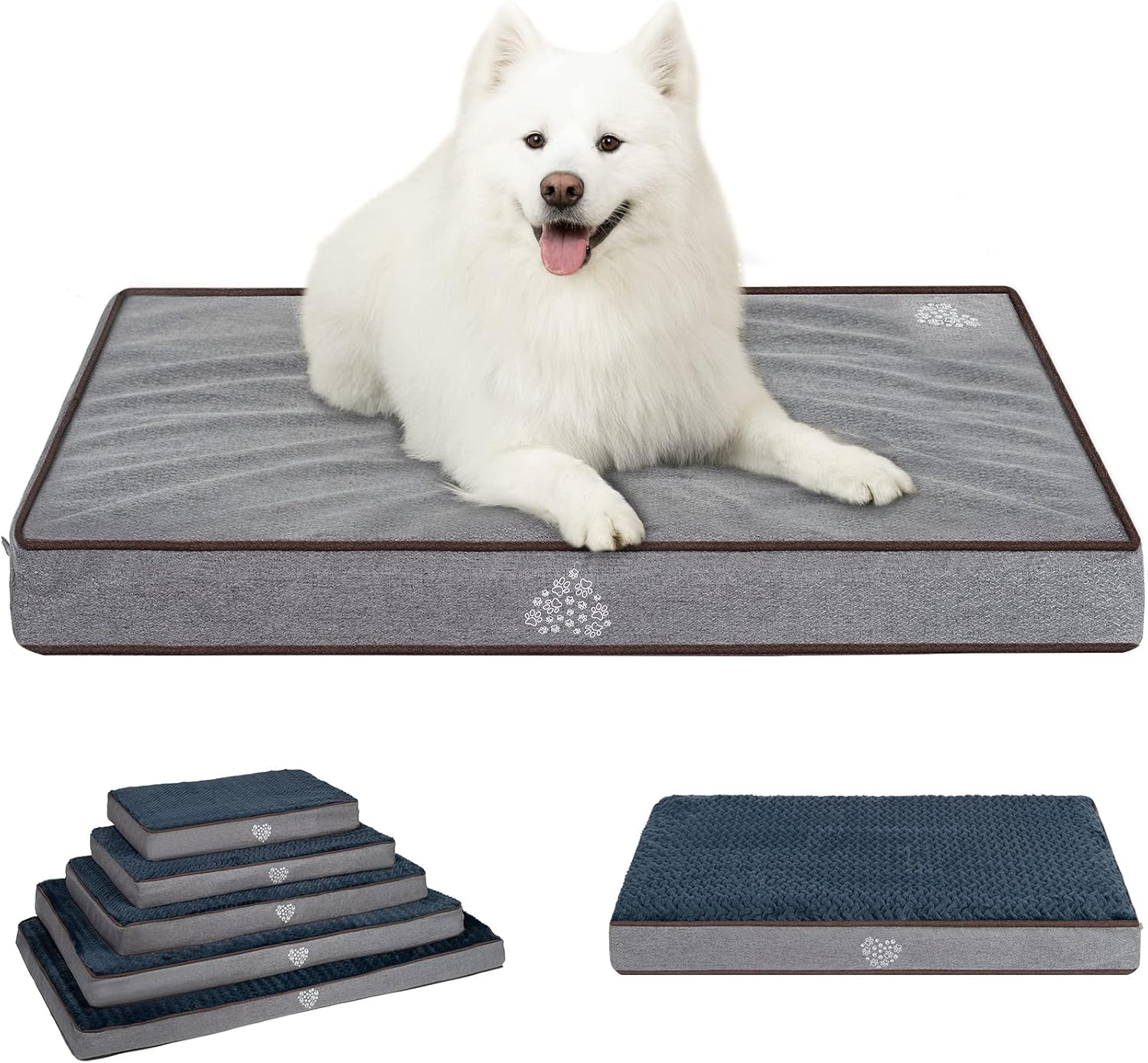 VANKEAN Dog Bed Soft Crate Pad Mat Reversible Cool Warm, Washable Comfy Kennel Pad with Orthopedic Egg-Crate Foam for Small Medium Large Dogs, Water-Resistant Pet Bed, Gray/Dark Blue VANKEAN Dog Bed Soft Crate Pad Mat Reversible Cool Warm, Washable Comfy Kennel Pad with Orthopedic Egg-Crate Foam for Small Medium Large Dogs, Water-Resistant Pet Bed, Gray/Dark Blue