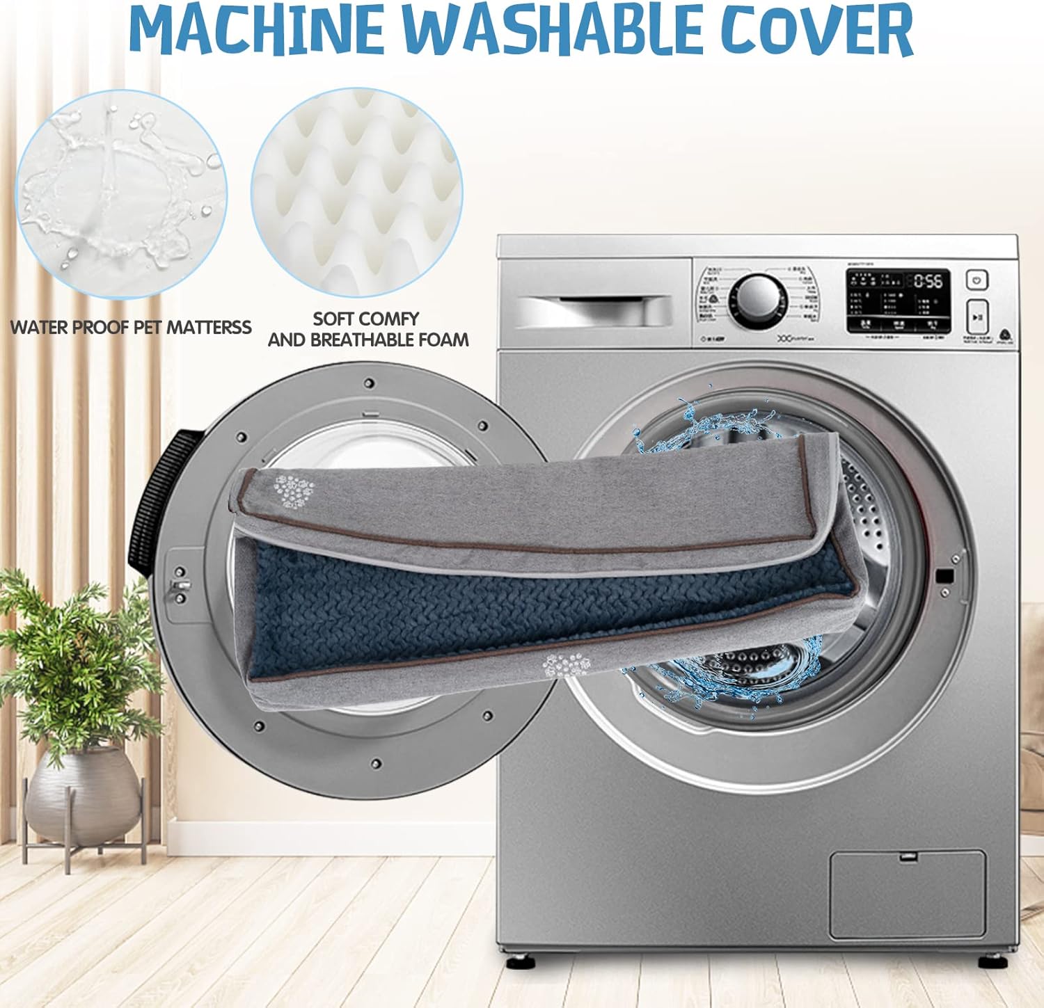 VANKEAN Dog Bed Soft Crate Pad Mat Reversible Cool Warm, Washable Comfy Kennel Pad with Orthopedic Egg-Crate Foam for Small Medium Large Dogs, Water-Resistant Pet Bed, Gray/Dark Blue VANKEAN Dog Bed Soft Crate Pad Mat Reversible Cool Warm, Washable Comfy Kennel Pad with Orthopedic Egg-Crate Foam for Small Medium Large Dogs, Water-Resistant Pet Bed, Gray/Dark Blue