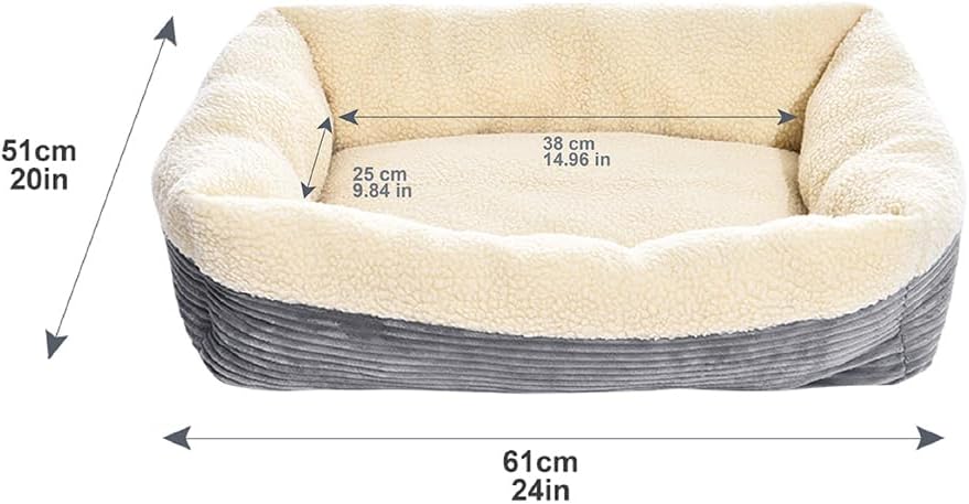 Amazon Basics 24-Inch Machine Washable Self Warming Pet Bed For Cat or Dog, Rectangle, Grey, 24L x 20W x 7H