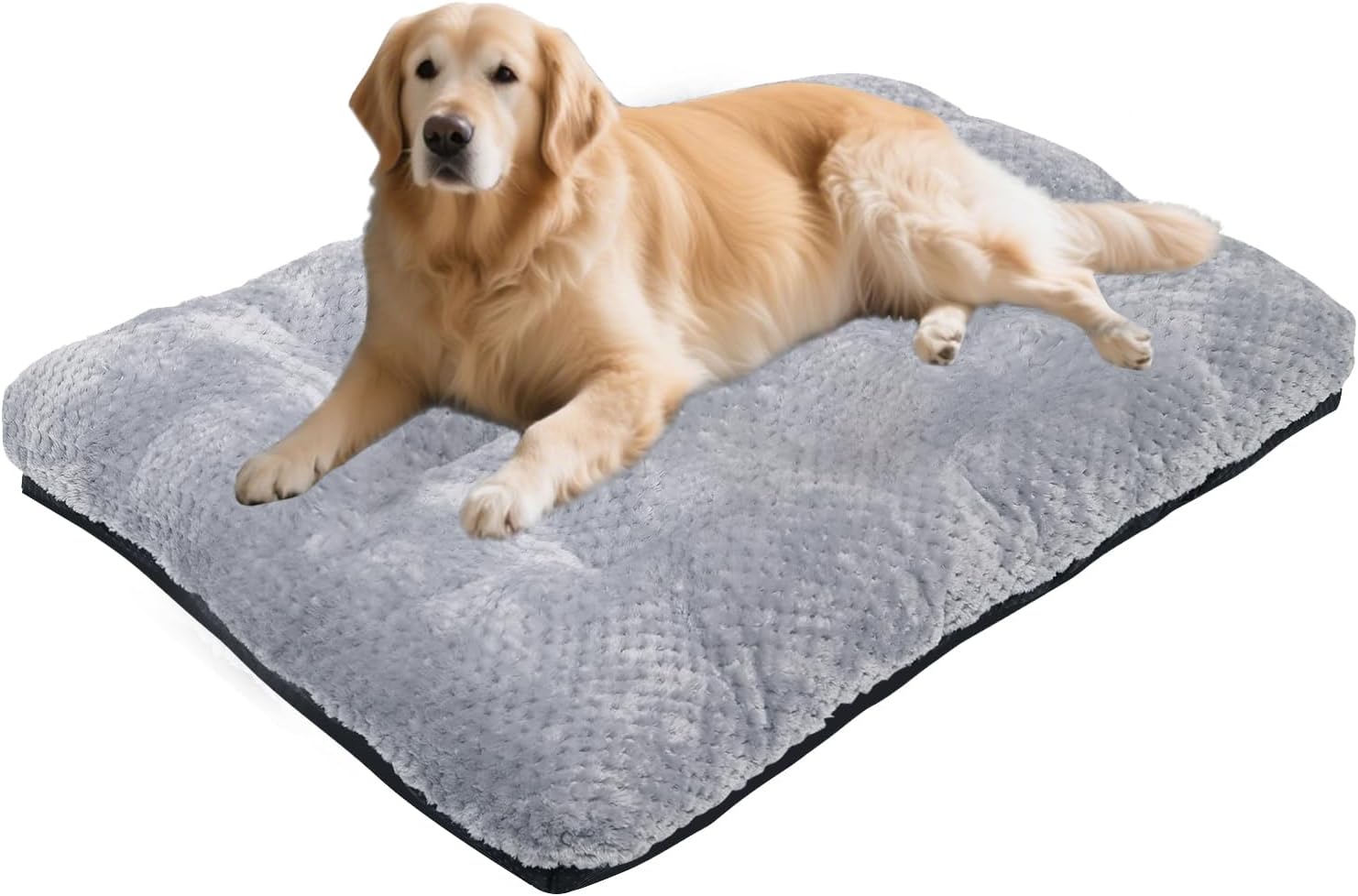 CLKHOWL Washable Dog Bed Plush Dog Crate Beds for Large, Medium, Small Size Dogs, Anti-Slip Soft Comfy Pet Kennel Pad, Fits Crate Mat and Cat Bed Mat (Grey, 25.59x19.68 inch)