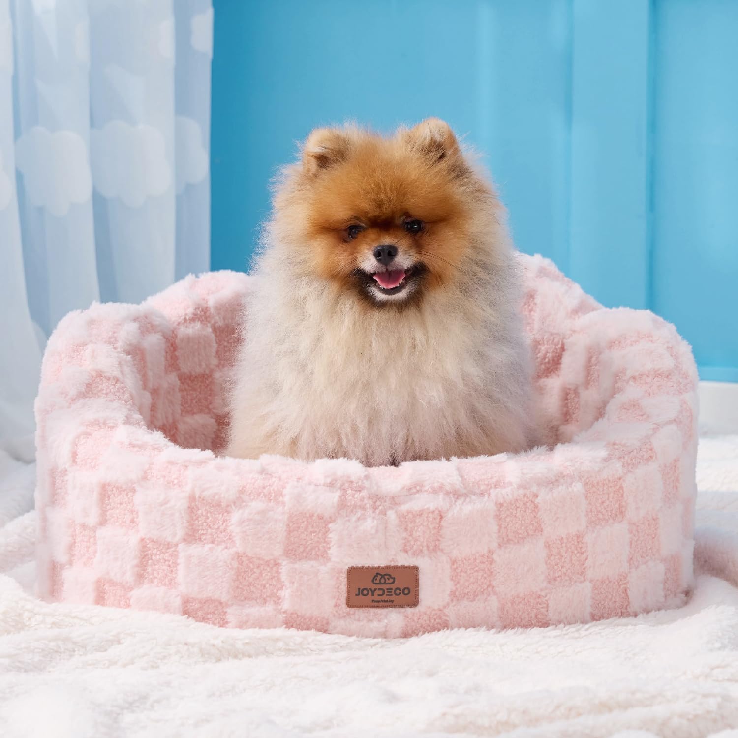 Joydeco Cloud Dog Bed for Small Dogs Cats, Washable Pet Bed with Orthopedic Foam and Removable Checkered Plush Pad, Non-Slip Bottom for Indoor Puppies and Kittens, 22x20 Inch, Pink Joydeco Cloud Dog Bed for Small Dogs Cats, Washable Pet Bed with Orthopedic Foam and Removable Checkered Plush Pad, Non-Slip Bottom for Indoor Puppies and Kittens, 22x20 Inch, Pink