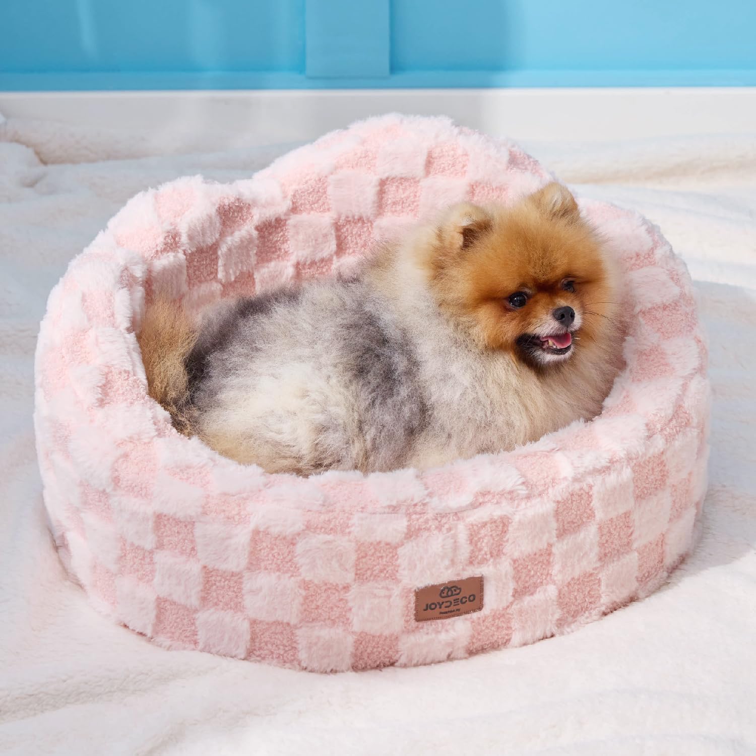 Joydeco Cloud Dog Bed for Small Dogs Cats, Washable Pet Bed with Orthopedic Foam and Removable Checkered Plush Pad, Non-Slip Bottom for Indoor Puppies and Kittens, 22x20 Inch, Pink Joydeco Cloud Dog Bed for Small Dogs Cats, Washable Pet Bed with Orthopedic Foam and Removable Checkered Plush Pad, Non-Slip Bottom for Indoor Puppies and Kittens, 22x20 Inch, Pink