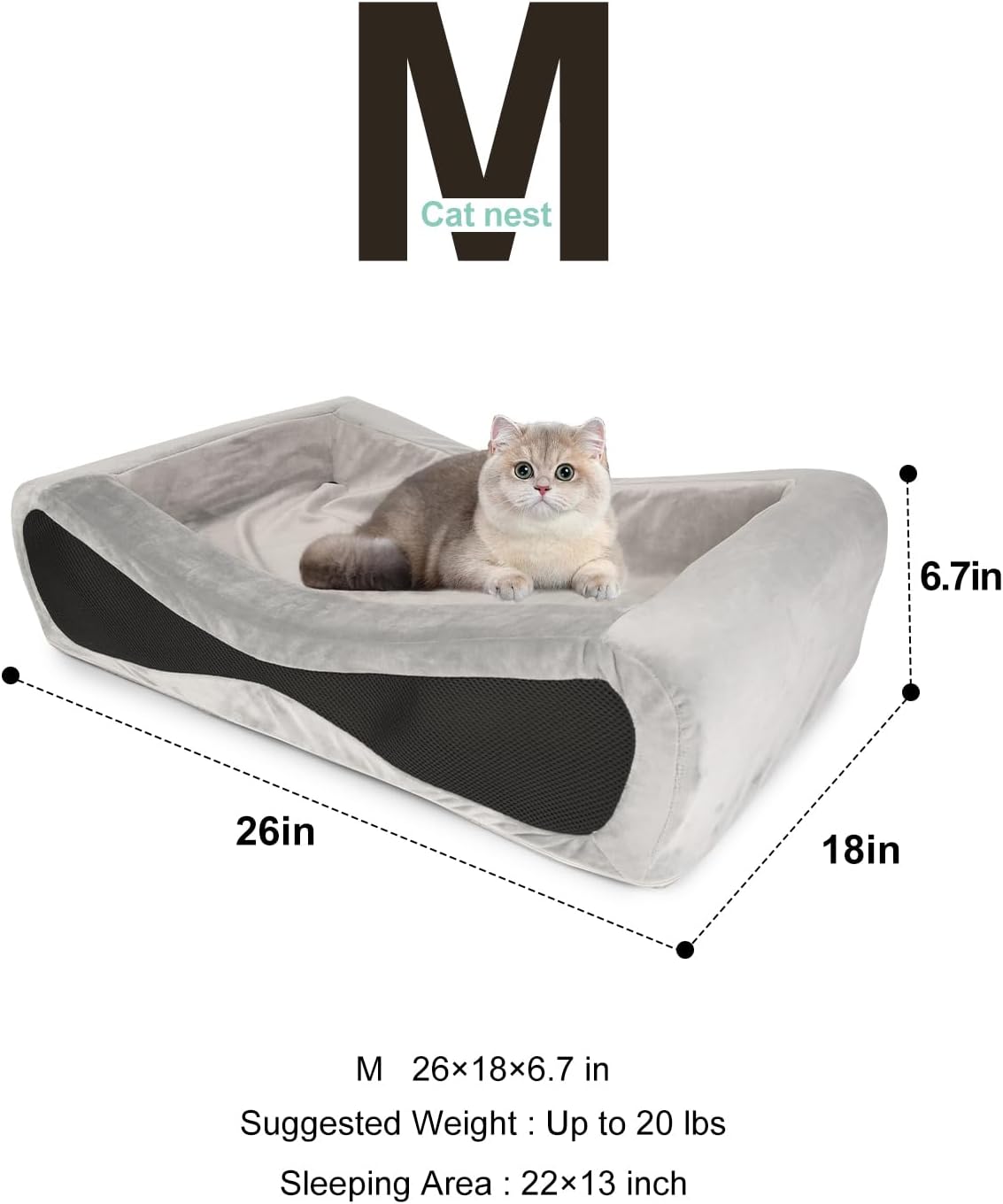 NPET Memory Foam Pet Beds for Small Medium Dogs, Orthopedic Dog Beds with Sides, Cat Bed Mat with Washable Removable Cover, 26x18x6.7 inches NPET Memory Foam Pet Beds for Small Medium Dogs, Orthopedic Dog Beds with Sides, Cat Bed Mat with Washable Removable Cover, 26x18x6.7 inches