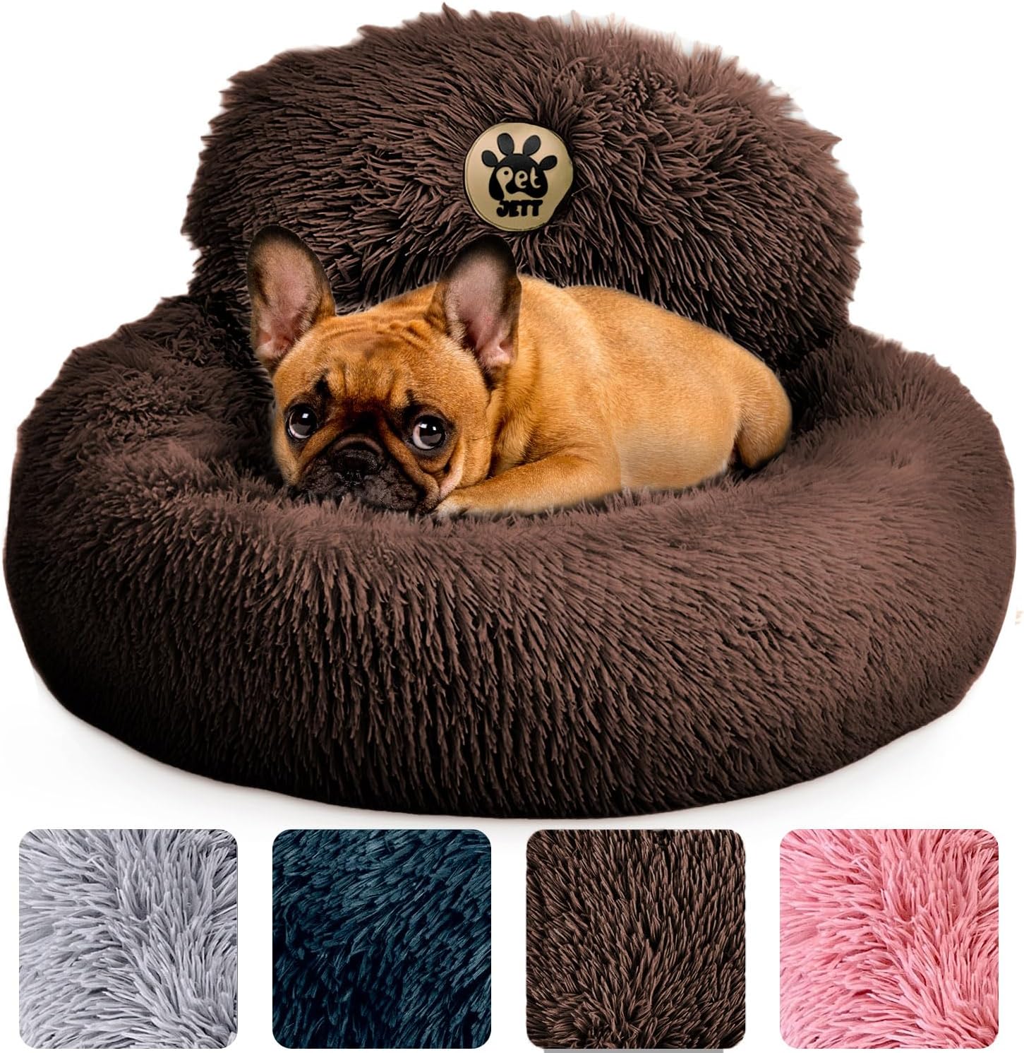 PetJett Calming Small Dog Bed - 23 Round Dog Beds, Anti-Slip Washable Puppy Bed - Super Soft Fluffy Plush Faux Fur Pet Bed, Anti-Anxiety Premium Comfort Donut Bed, Fits Dogs upto 25 lbs, Dark Gray PetJett Calming Small Dog Bed - 23 Round Dog Beds, Anti-Slip Washable Puppy Bed - Super Soft Fluffy Plush Faux Fur Pet Bed, Anti-Anxiety Premium Comfort Donut Bed, Fits Dogs upto 25 lbs, Dark Gray
