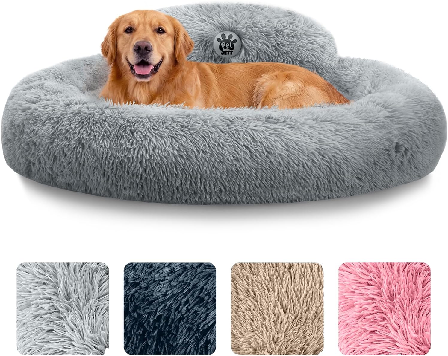 PetJett Calming Small Dog Bed - 23 Round Dog Beds, Anti-Slip Washable Puppy Bed - Super Soft Fluffy Plush Faux Fur Pet Bed, Anti-Anxiety Premium Comfort Donut Bed, Fits Dogs upto 25 lbs, Dark Gray PetJett Calming Small Dog Bed - 23 Round Dog Beds, Anti-Slip Washable Puppy Bed - Super Soft Fluffy Plush Faux Fur Pet Bed, Anti-Anxiety Premium Comfort Donut Bed, Fits Dogs upto 25 lbs, Dark Gray