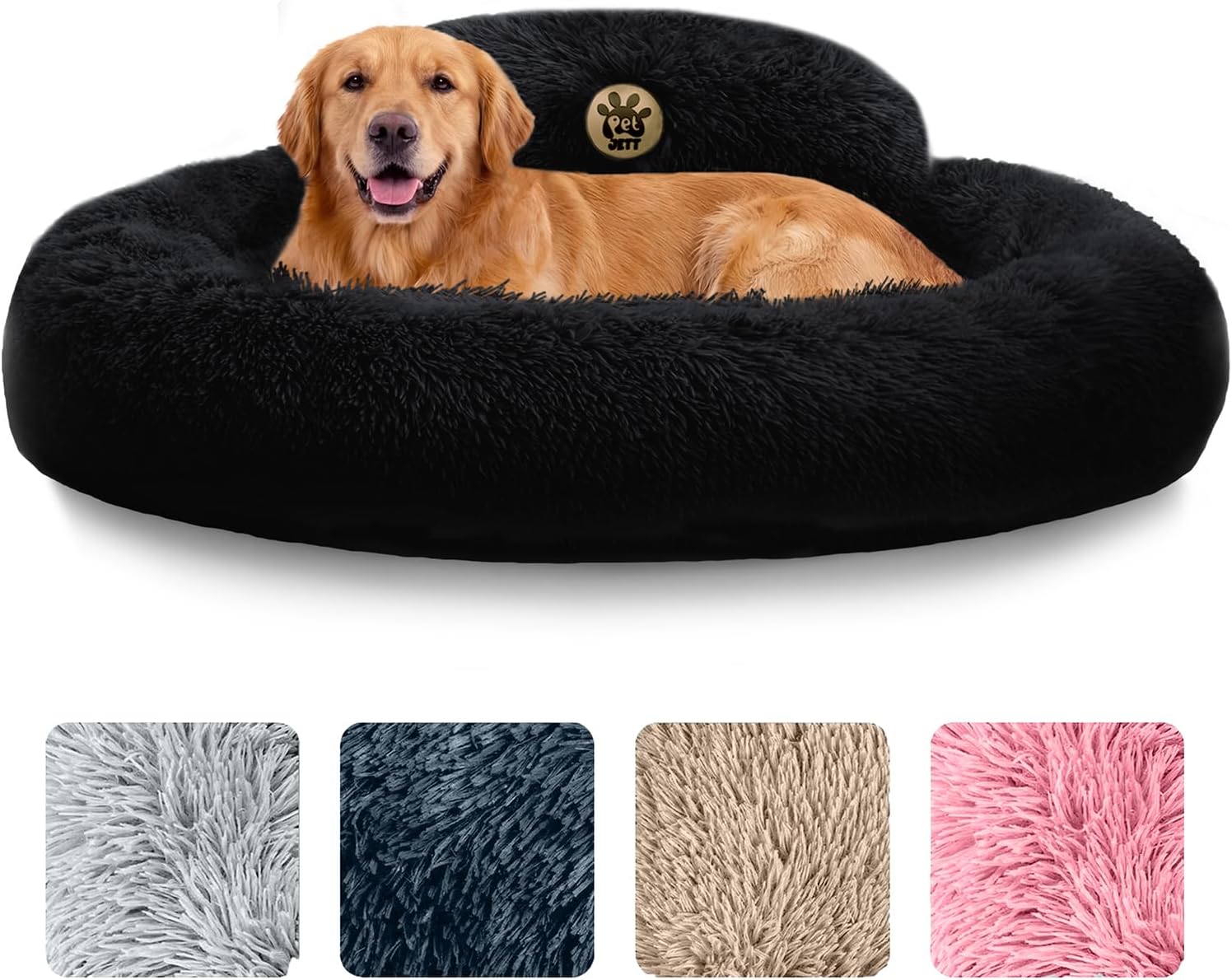 PetJett Calming Small Dog Bed - 23 Round Dog Beds, Anti-Slip Washable Puppy Bed - Super Soft Fluffy Plush Faux Fur Pet Bed, Anti-Anxiety Premium Comfort Donut Bed, Fits Dogs upto 25 lbs, Dark Gray PetJett Calming Small Dog Bed - 23 Round Dog Beds, Anti-Slip Washable Puppy Bed - Super Soft Fluffy Plush Faux Fur Pet Bed, Anti-Anxiety Premium Comfort Donut Bed, Fits Dogs upto 25 lbs, Dark Gray