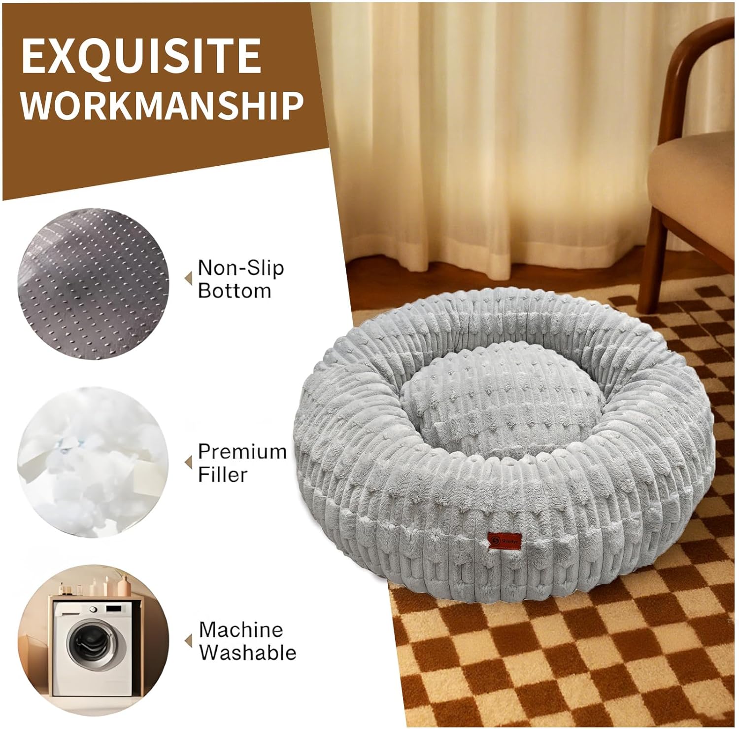 ShinHye Dog Bed for Small Dogs Cats, Washable Calming Round Pet Bed with Non-Slip Bottom, Soft Indoor Puppy Bed(ZJ-Grey-20x20) ShinHye Dog Bed for Small Dogs Cats, Washable Calming Round Pet Bed with Non-Slip Bottom, Soft Indoor Puppy Bed(ZJ-Grey-20x20)