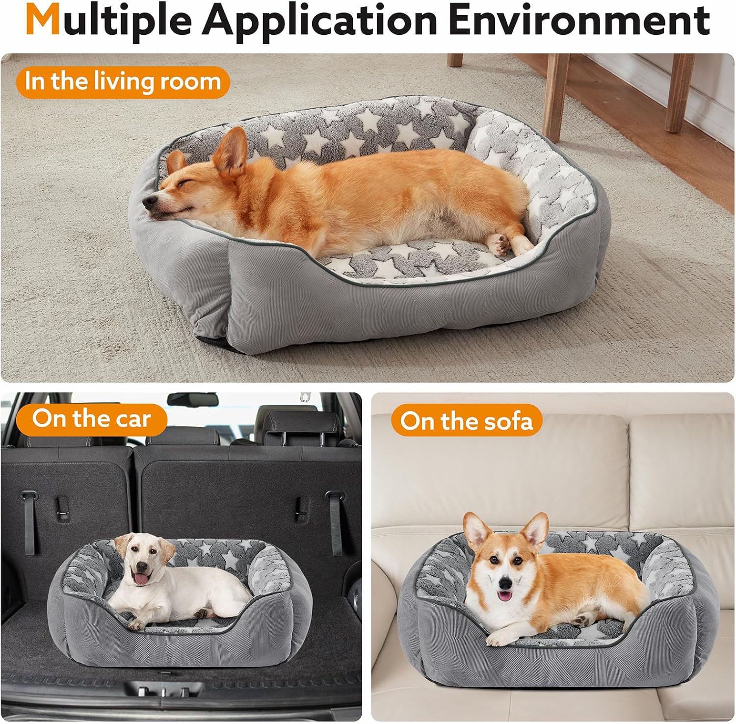 SIWA MARY Rectangle Dog Bed for Small Medium Dogs, Calming Dog Bed Small Size Dog, Orthopedic Dogs Sofa Bed, Washable Soft Calming Sleeping Soft Puppy Bed, Anti-Slip Bottom, Grey, S (20x 19x 6) SIWA MARY Rectangle Dog Bed for Small Medium Dogs, Calming Dog Bed Small Size Dog, Orthopedic Dogs Sofa Bed, Washable Soft Calming Sleeping Soft Puppy Bed, Anti-Slip Bottom, Grey, S (20x 19x 6)