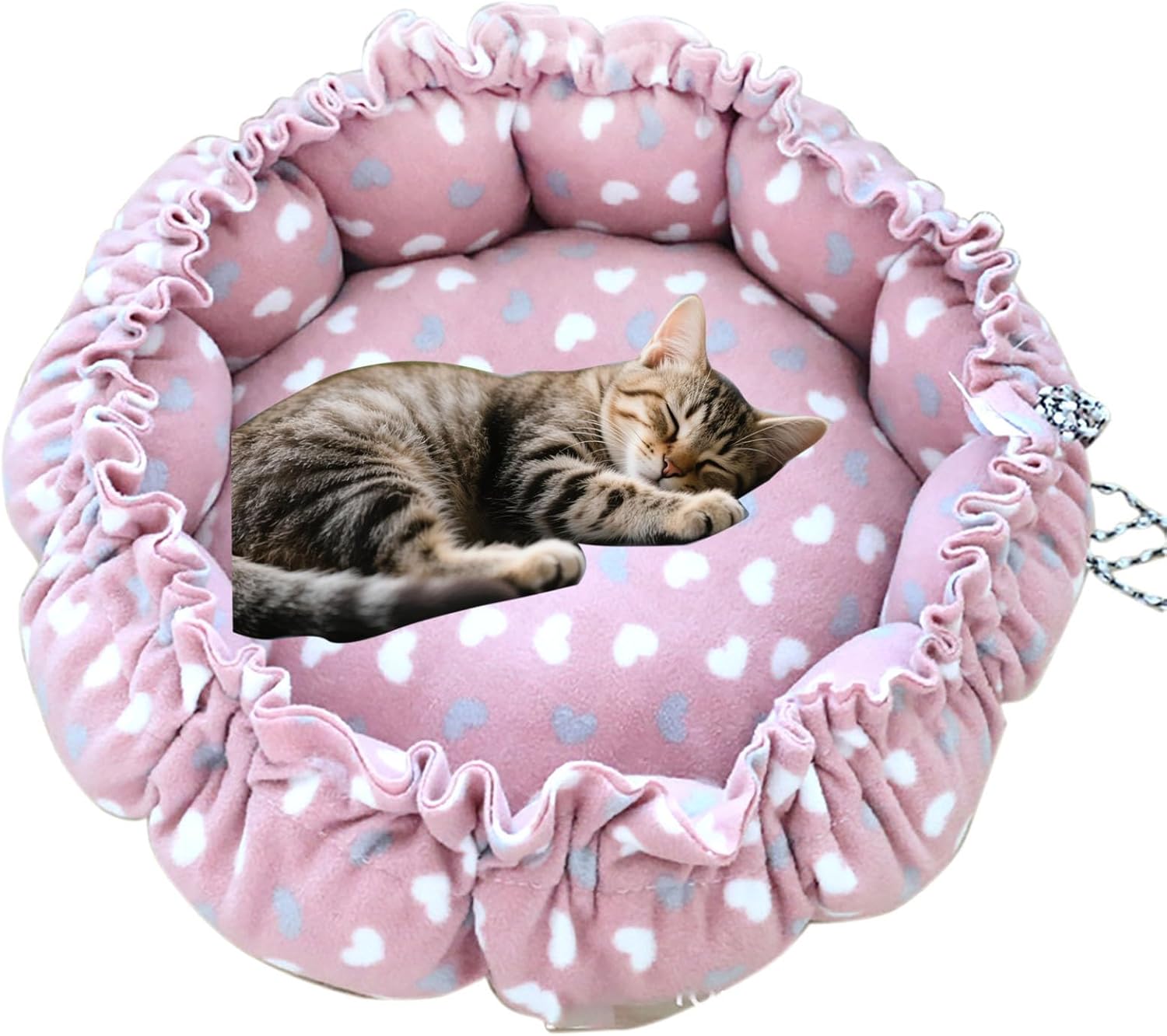 YIKANGHENG Cat Bed, 13 Inch Diameter Pink Cotton Pet Nest for Cat, Dog and Other Pets (Small)