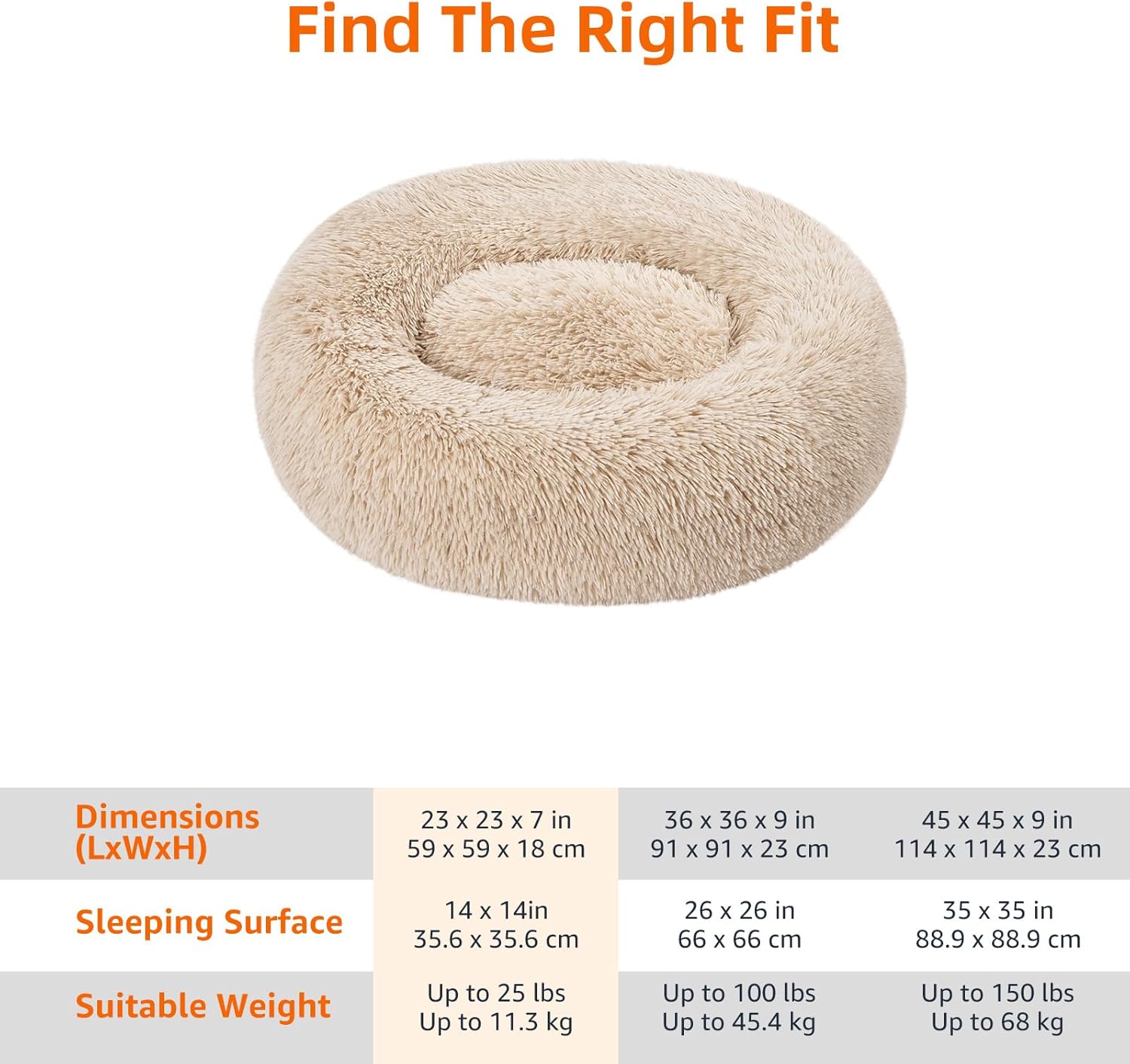 Amazon Basics Washable Donut Pet Bolster Faux Fur Bed with Removable Cover, Anti-Slip Bottom for Dog, Beige, 23 x 23 Amazon Basics Washable Donut Pet Bolster Faux Fur Bed with Removable Cover, Anti-Slip Bottom for Dog, Beige, 23 x 23