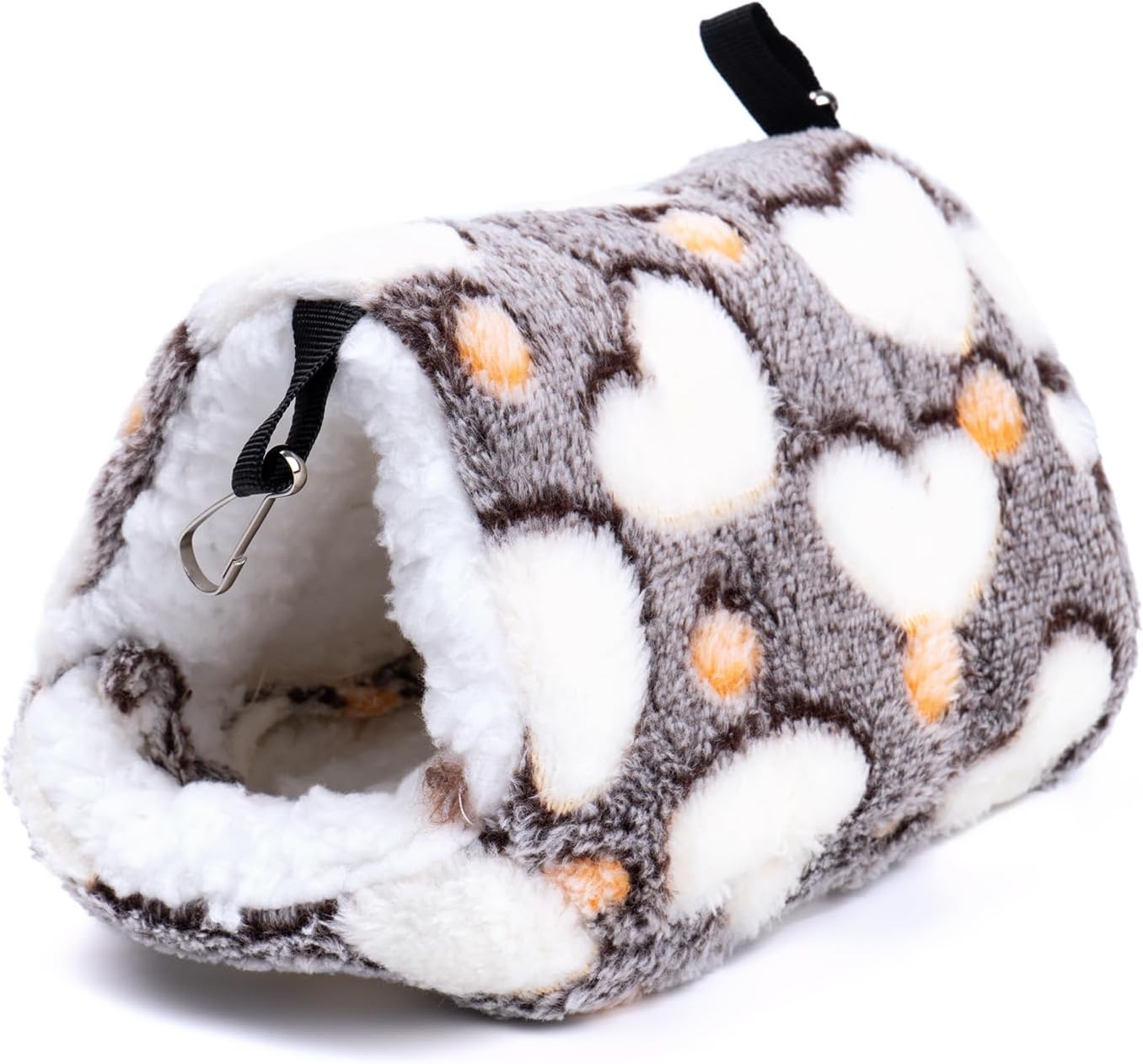 Cozy Hideout House for Small Animals - Soft Washable Bed for Guinea Pigs, Chinchillas, Hamsters and Hedgehogs Warm Comfortable Pet Hideaway with Plush and Fleece for Winter (Pink)