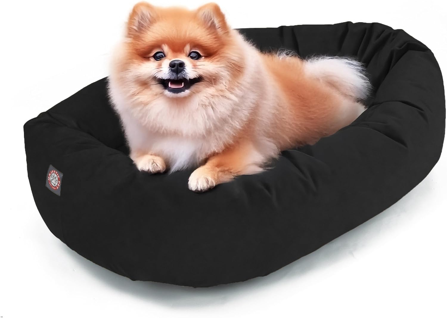 Majestic Pet 24 Inch Suede Calming Dog Bed Washable – Cozy Soft Round Pet Bed with Spine Support for Dogs to Rest their Head - Fluffy Donut Dog Bed 24x19x7 (Inch) - Small – Chocolate