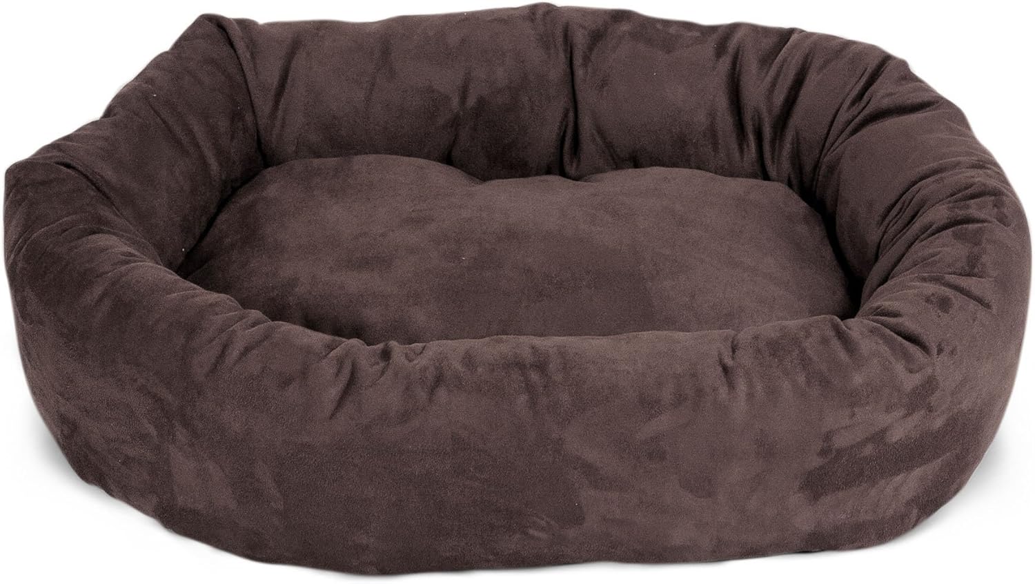 Majestic Pet 24 Inch Suede Calming Dog Bed Washable – Cozy Soft Round Pet Bed with Spine Support for Dogs to Rest their Head - Fluffy Donut Dog Bed 24x19x7 (Inch) - Small – Chocolate