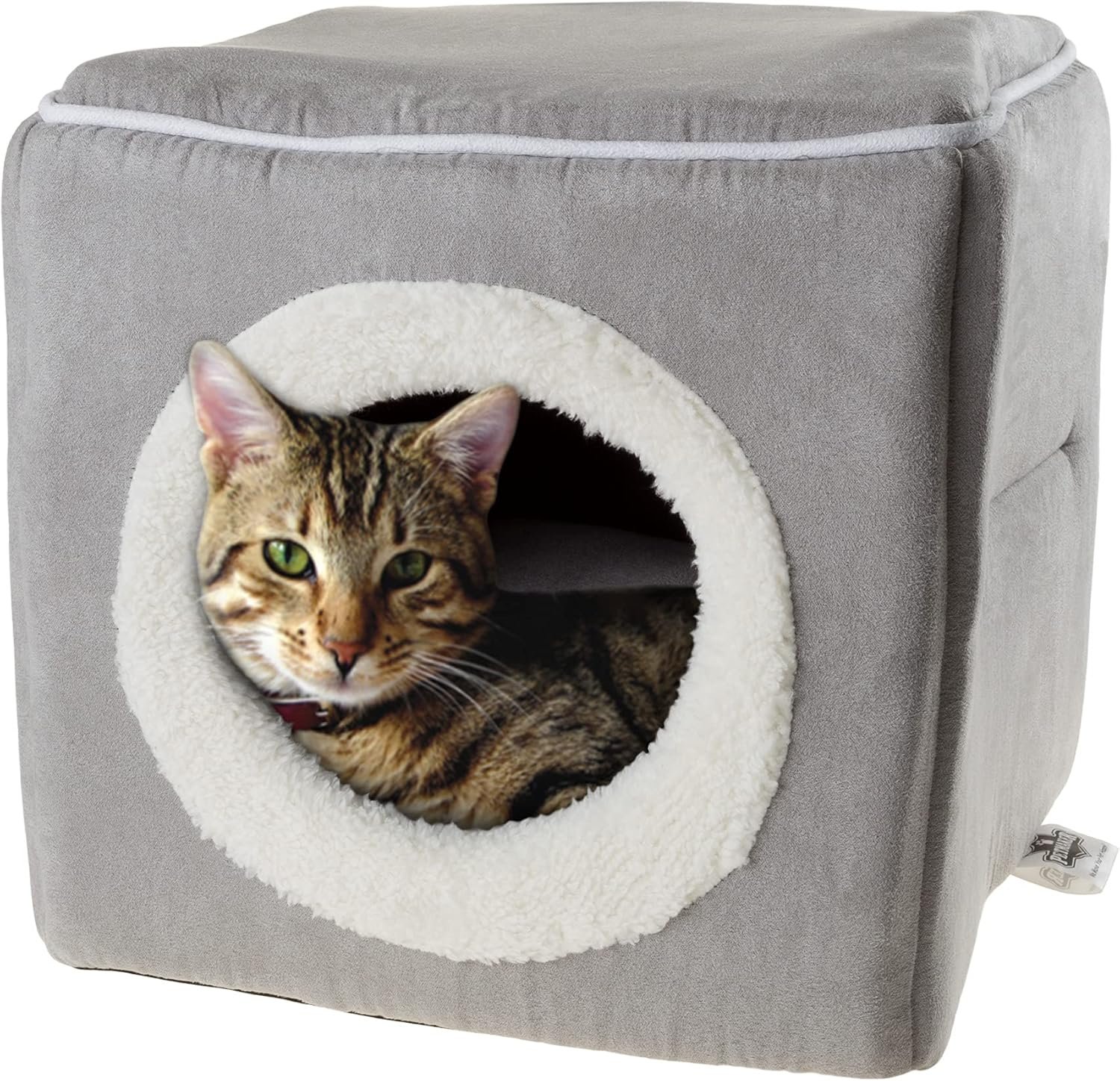Cat House - Indoor Bed with Removable Foam Cushion - Cat Cave for Puppies, Rabbits, Guinea Pigs, and Other Small Animals by PETMAKER
