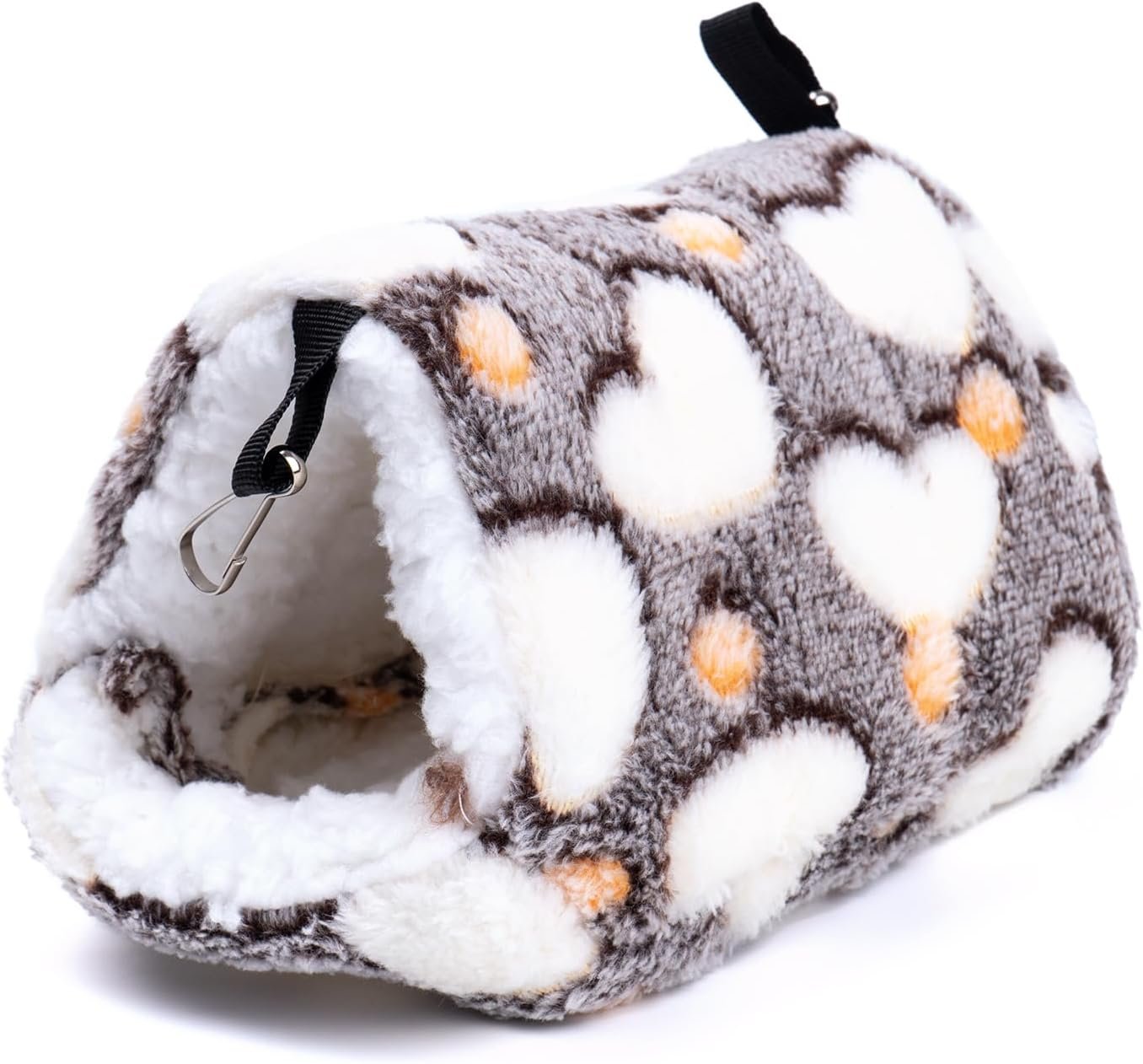 Cozy Hideout House for Small Animals - Soft Washable Bed for Guinea Pigs, Chinchillas, Hamsters and Hedgehogs Warm Comfortable Pet Hideaway with Plush and Fleece for Winter (Pink)