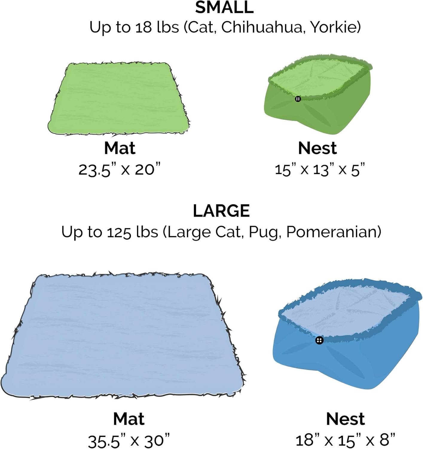 Furhaven Self-Warming Cat Bed for Indoor Cats, 4-Beds-in-1  Washable - Plush Long Faux Fur Convertible Cuddler - Spruce, Small