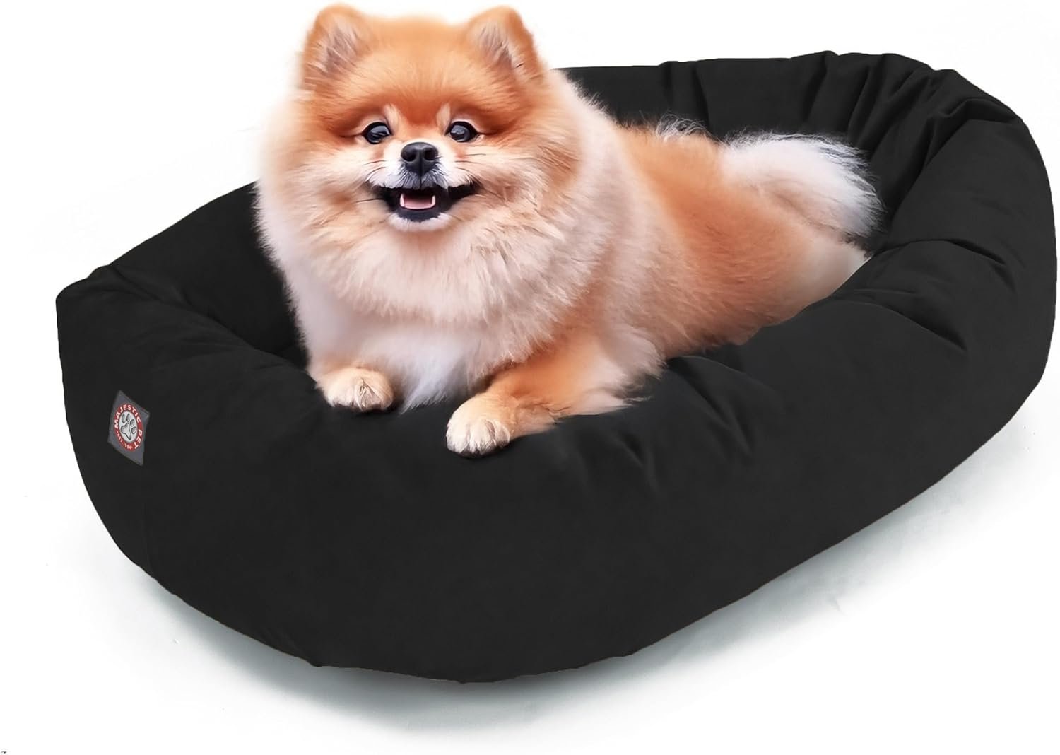 Majestic Pet 24 Inch Suede Calming Dog Bed Washable – Cozy Soft Round Pet Bed with Spine Support for Dogs to Rest their Head - Fluffy Donut Dog Bed 24x19x7 (Inch) - Small – Chocolate