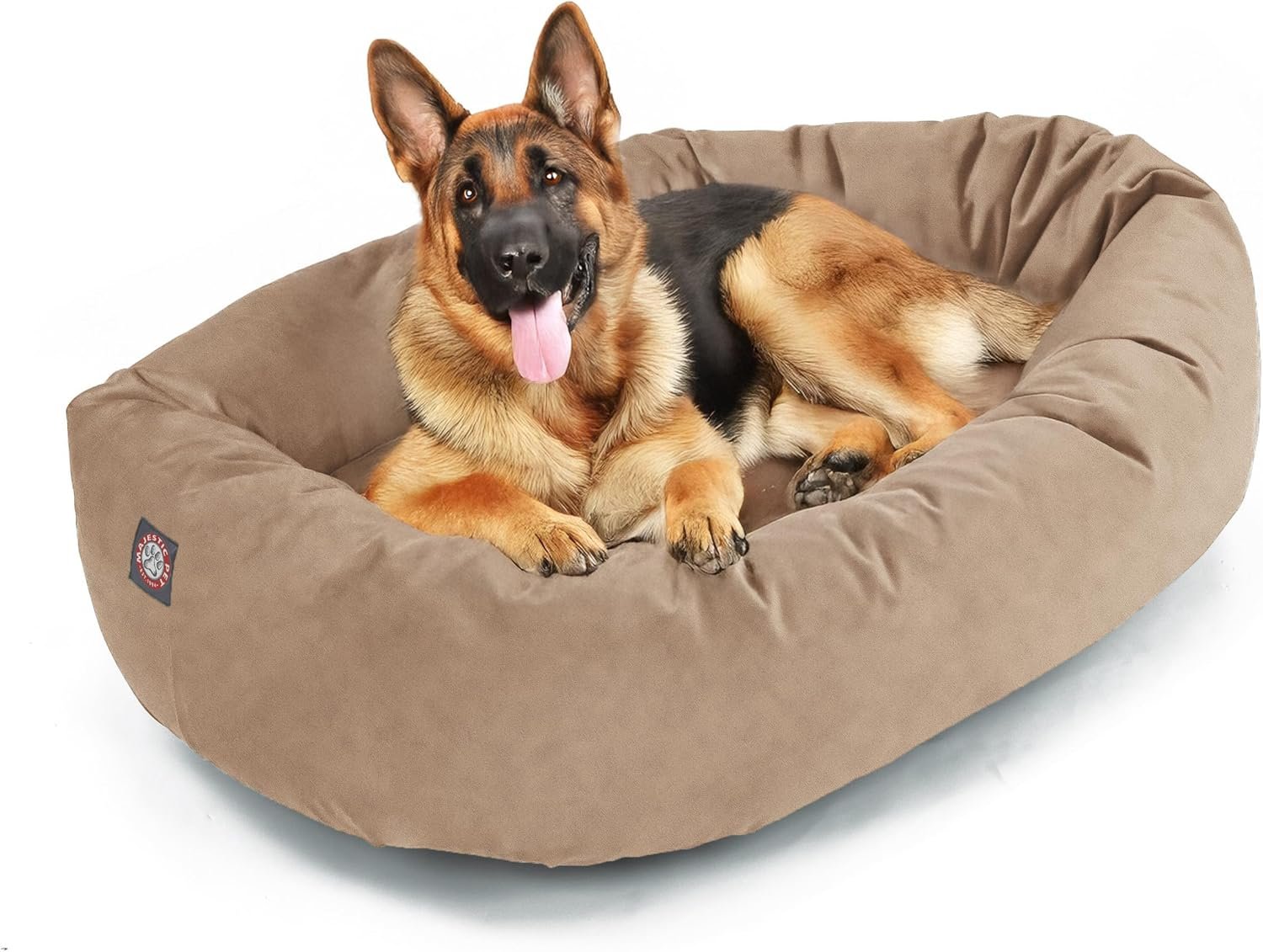 Majestic Pet 24 Inch Suede Calming Dog Bed Washable – Cozy Soft Round Pet Bed with Spine Support for Dogs to Rest their Head - Fluffy Donut Dog Bed 24x19x7 (Inch) - Small – Chocolate