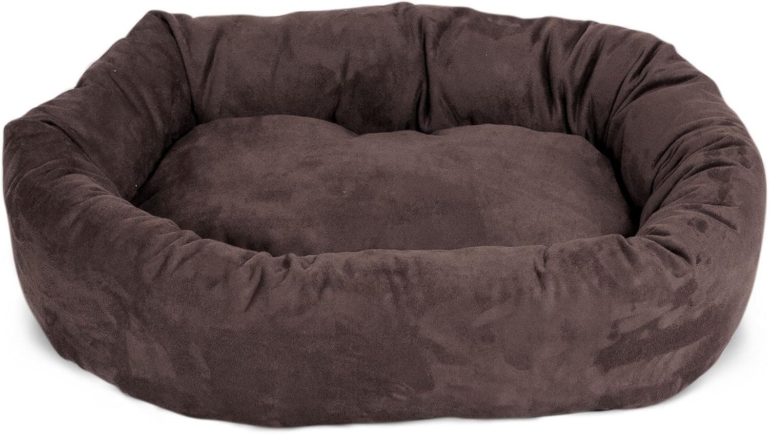 Majestic Pet 24 Inch Suede Calming Dog Bed Washable – Cozy Soft Round Pet Bed with Spine Support for Dogs to Rest their Head - Fluffy Donut Dog Bed 24x19x7 (Inch) - Small – Chocolate