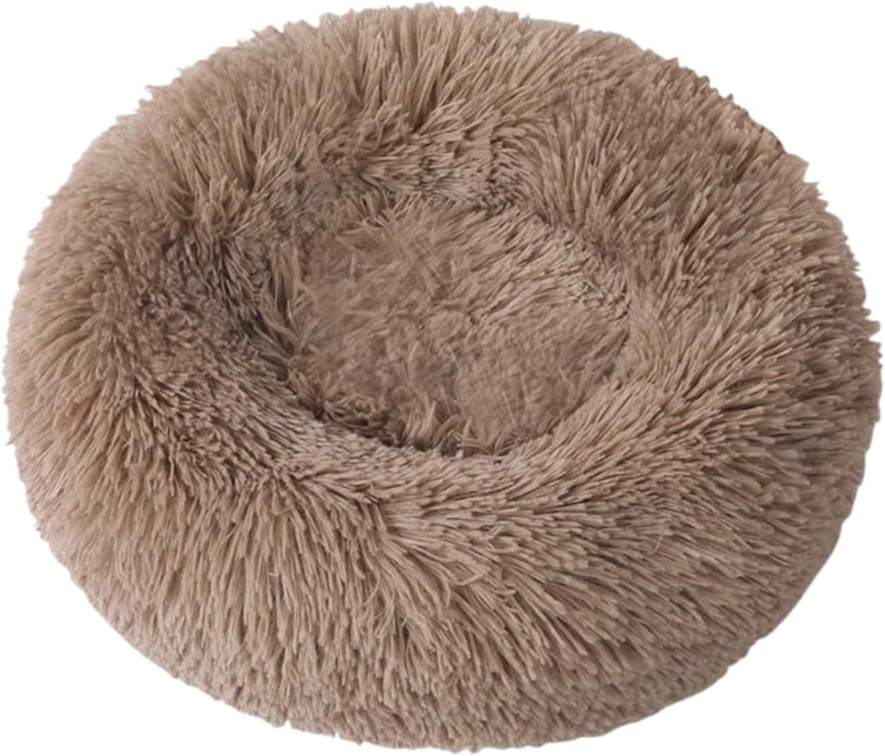 SALAN Dog  Cat Bed for Indoor Cats, 16in Calming Donut Bed for Puppy and Kitten, Washable Round Fluffy Pet Bed for Small Medium Dogs and Cats.